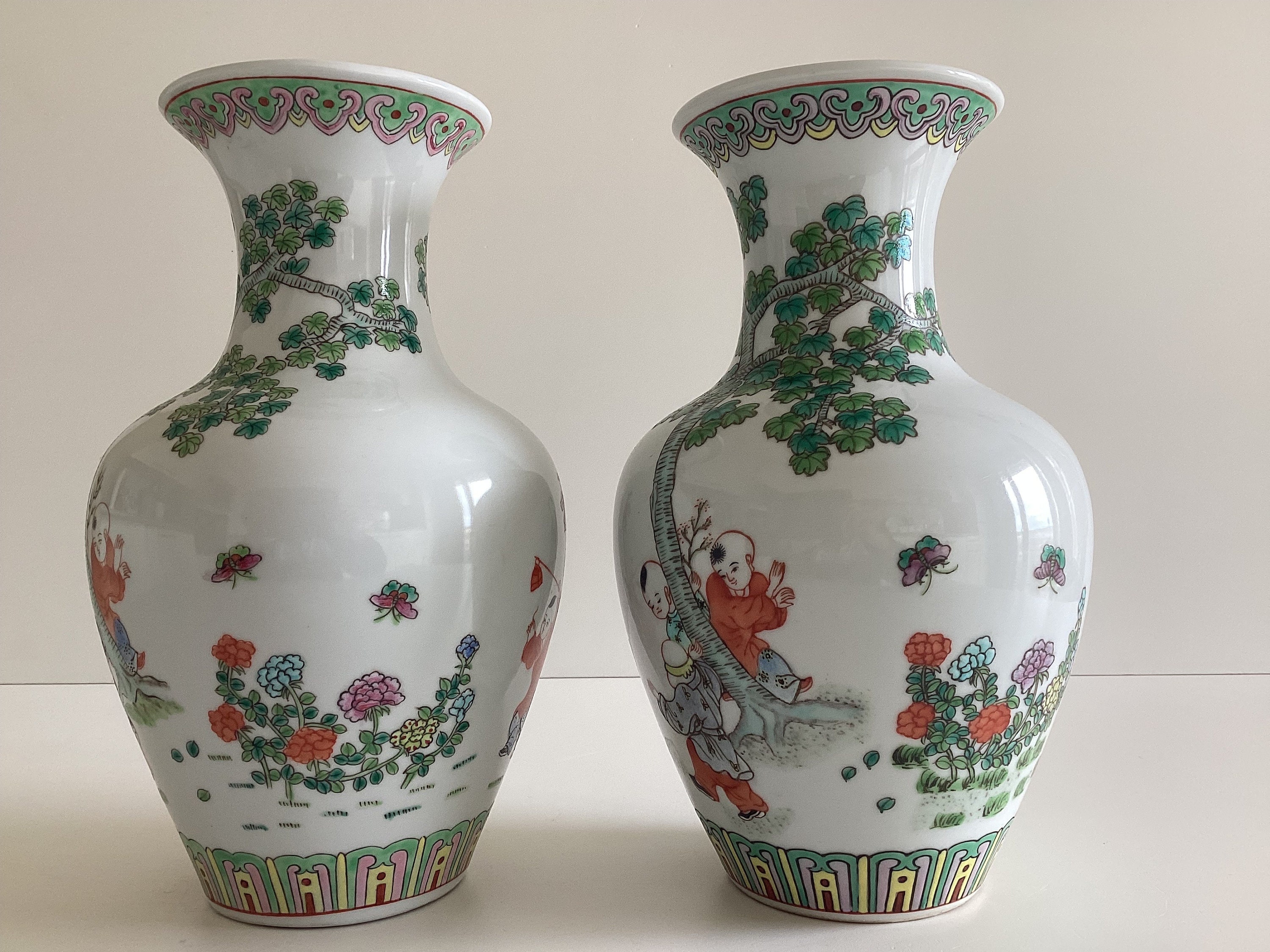 Vintage Chinese Vases – Pair Hand-Painted Porcelain (1970s Maoist Period) — photo 9 of 11