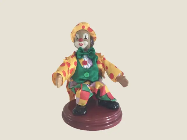 Vintage Automaton | 1960s French Musical Clown, Handmade Ceramic Moving Figure