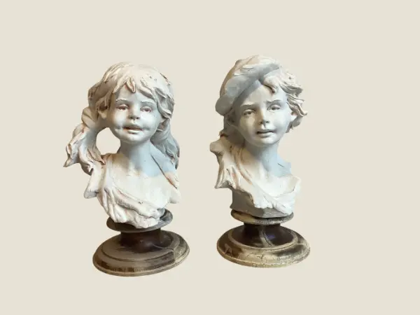 Vintage Porcelain Sculptures | Nico Venzo Italy 1960s, Pair of Biscuit Figurines