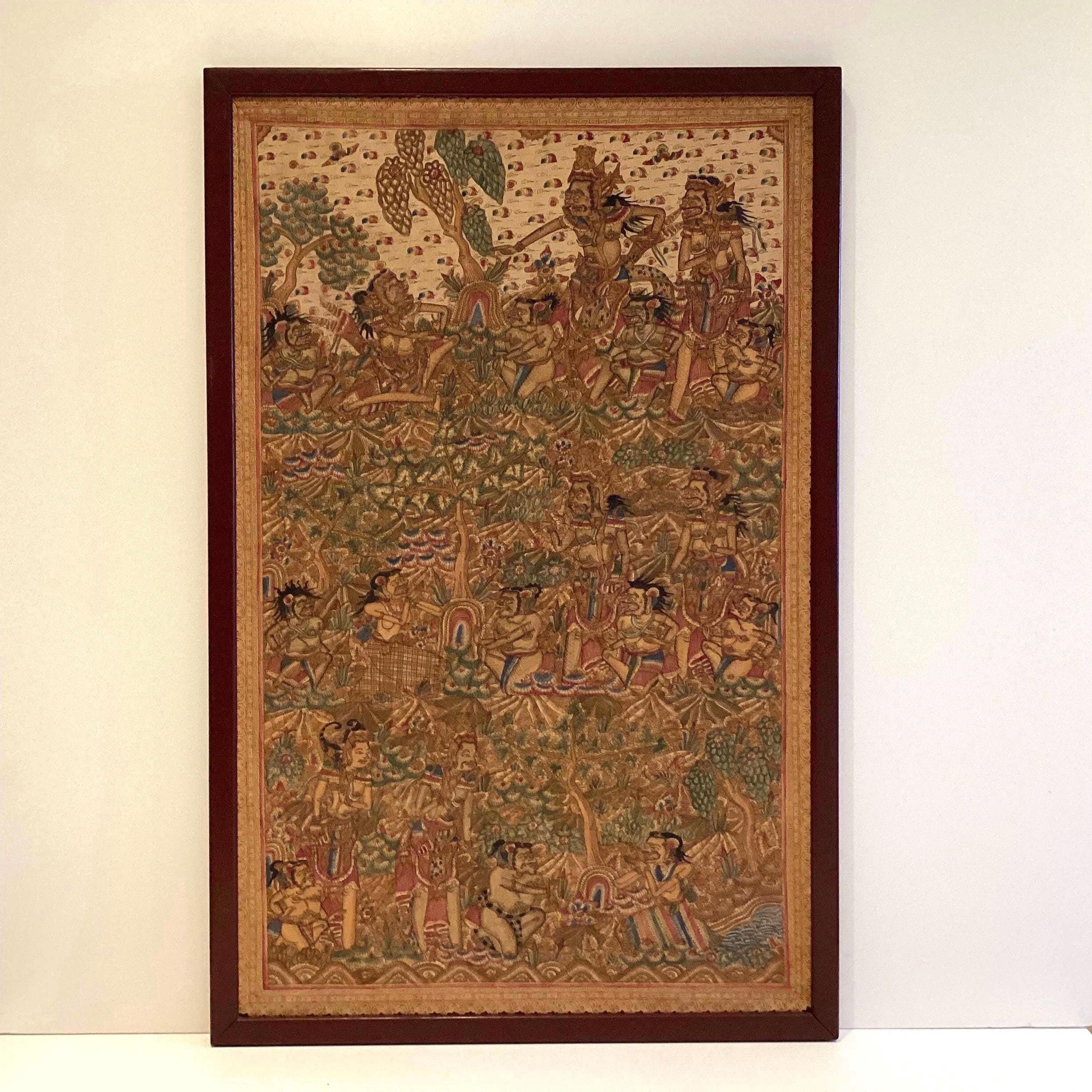 Vintage Balinese Painting | 1950s Kamasan Art Indonesia, Traditional Natural Pigments — photo 2 of 9