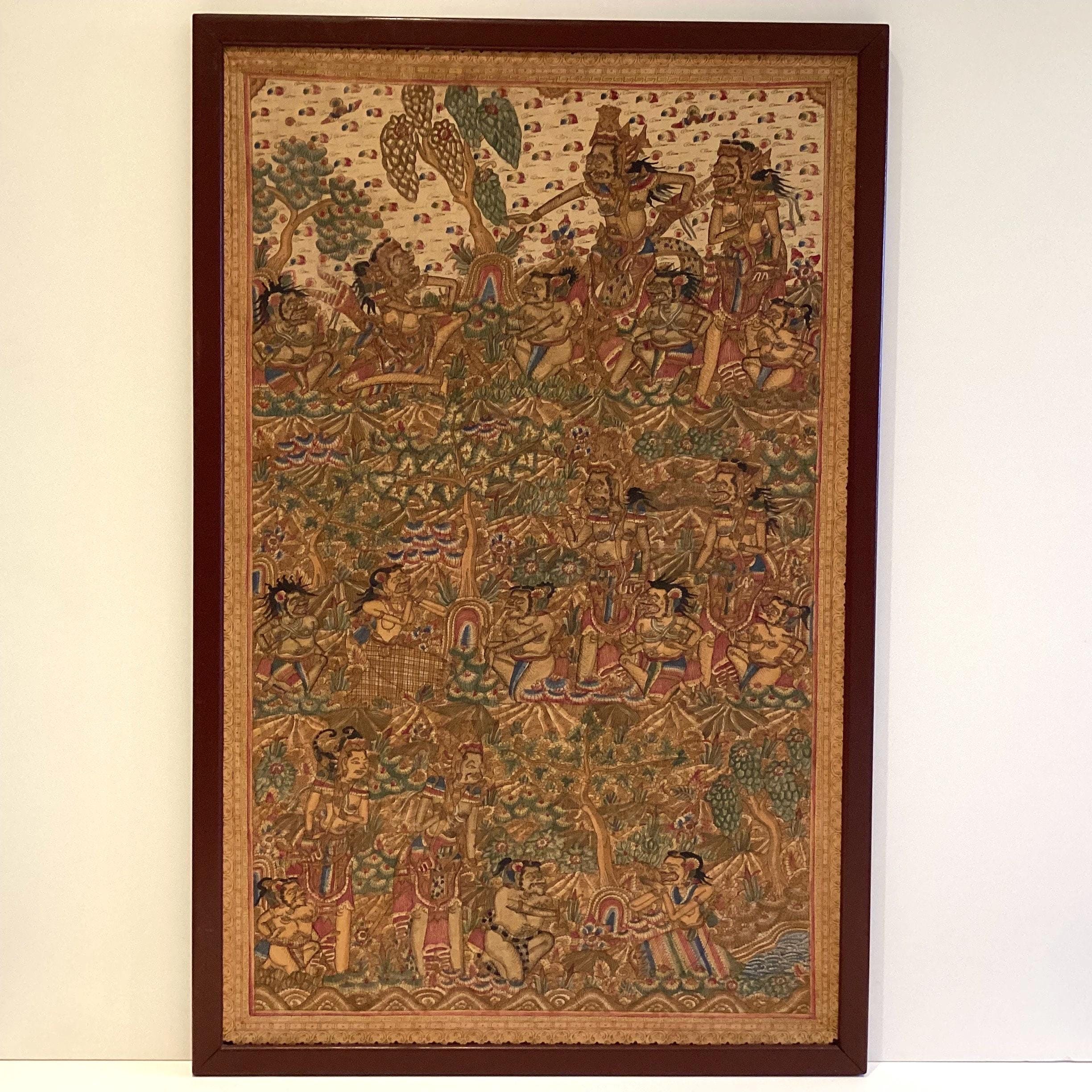Vintage Balinese Painting | 1950s Kamasan Art Indonesia, Traditional Natural Pigments — photo 3 of 9