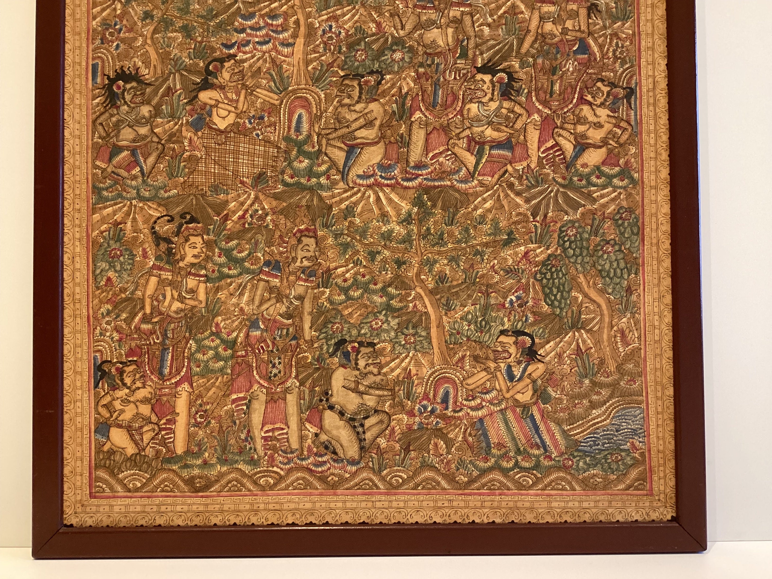 Vintage Balinese Painting | 1950s Kamasan Art Indonesia, Traditional Natural Pigments — photo 6 of 9