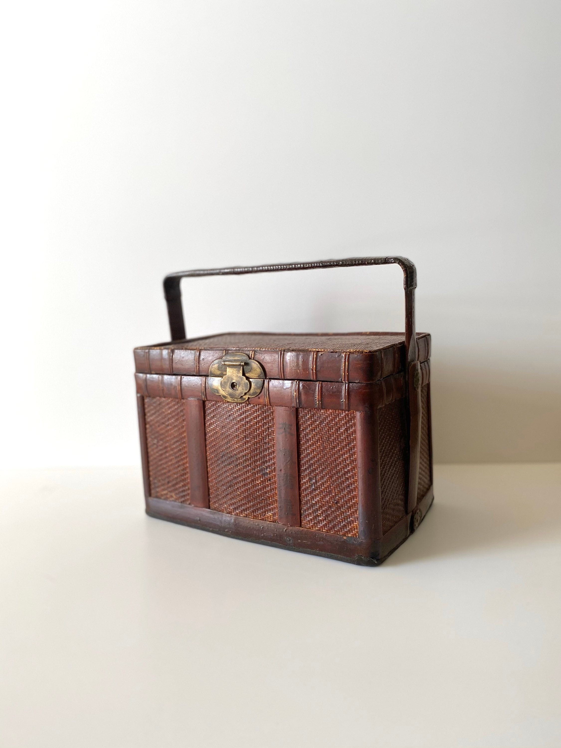 Antique Chinese Basket | Late 19th Century Red Lacquer, Qing Dynasty Food Storage — photo 2 of 11