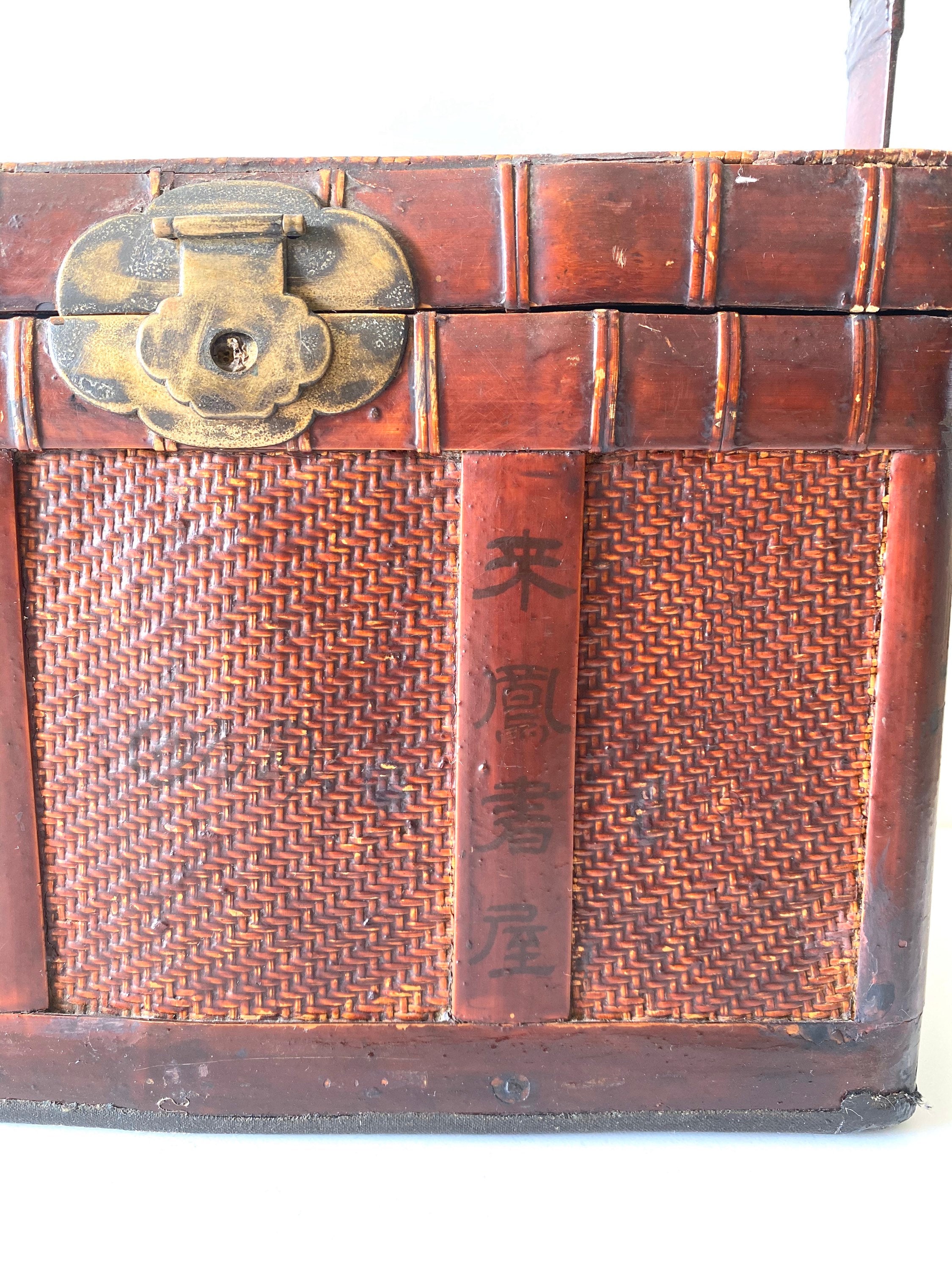 Antique Chinese Basket | Late 19th Century Red Lacquer, Qing Dynasty Food Storage — photo 4 of 11