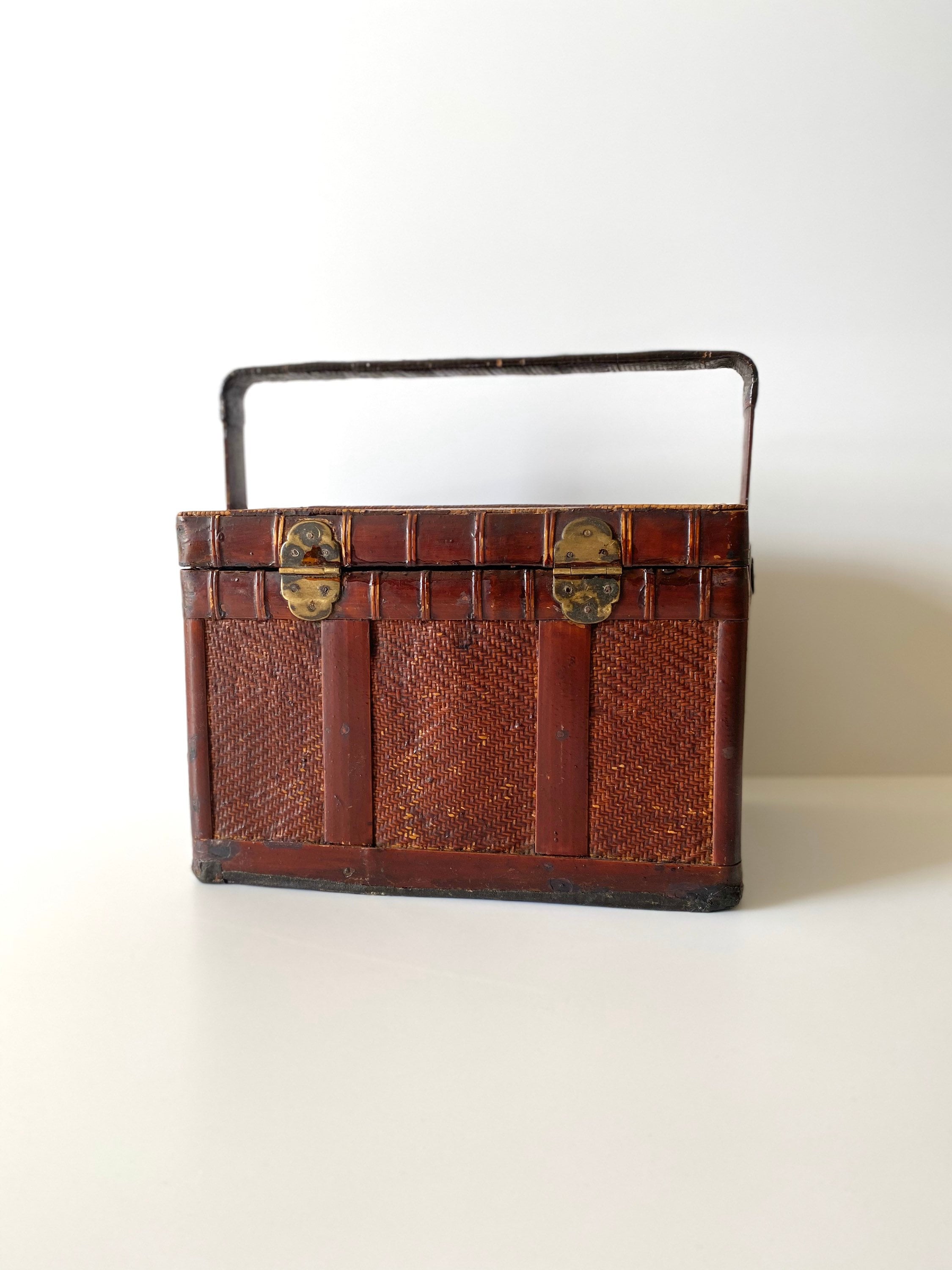 Antique Chinese Basket | Late 19th Century Red Lacquer, Qing Dynasty Food Storage — photo 7 of 11