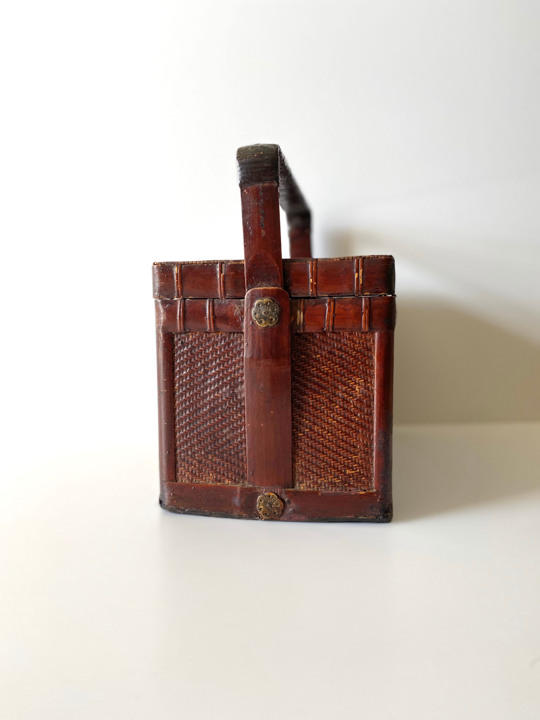 Antique Chinese Basket | Late 19th Century Red Lacquer, Qing Dynasty Food Storage — photo 8 of 11