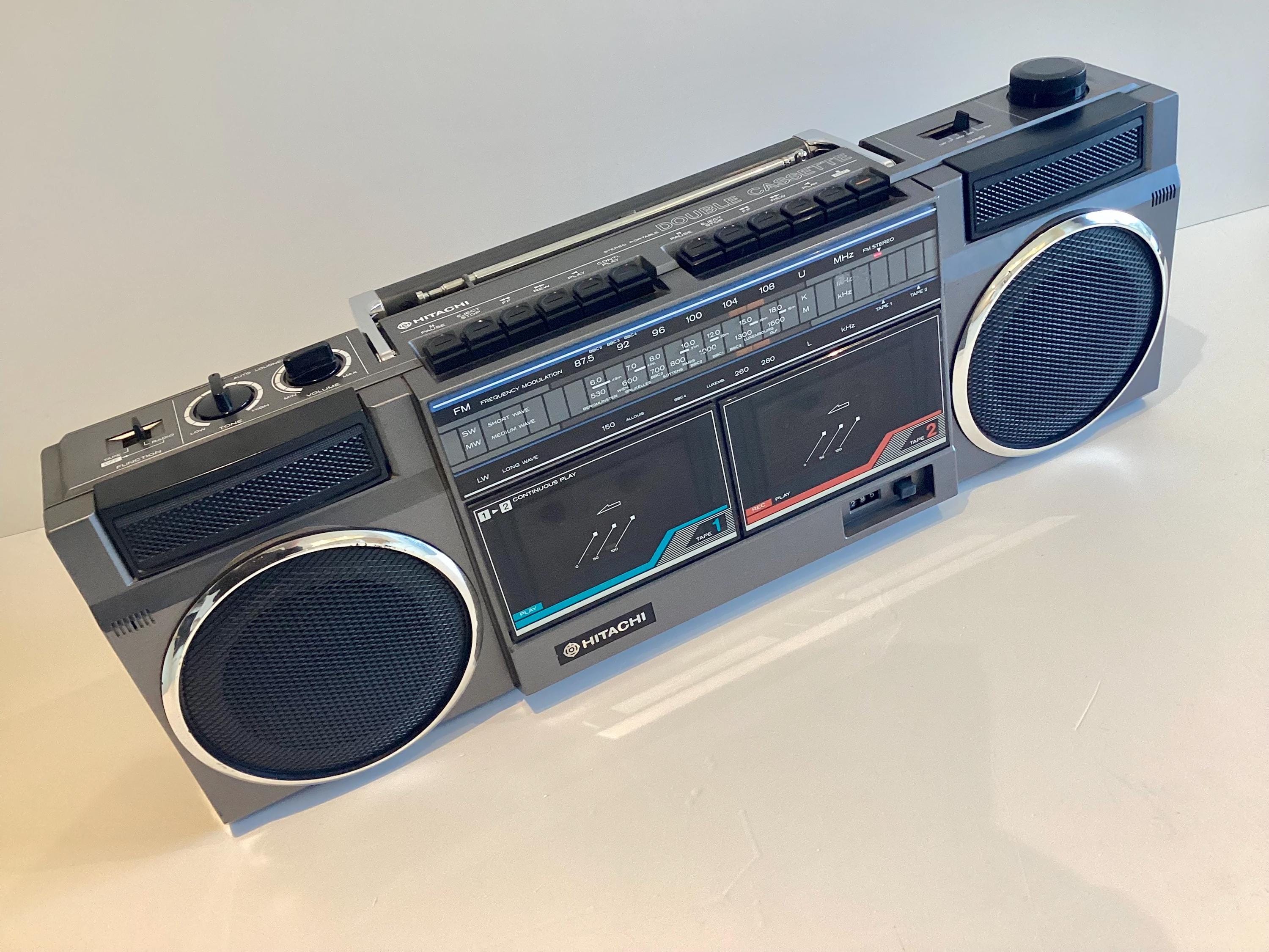 Vintage Boombox | 1986 Hitachi TRK-W24E, Working Stereo Radio Double Cassette Player — photo 5 of 11