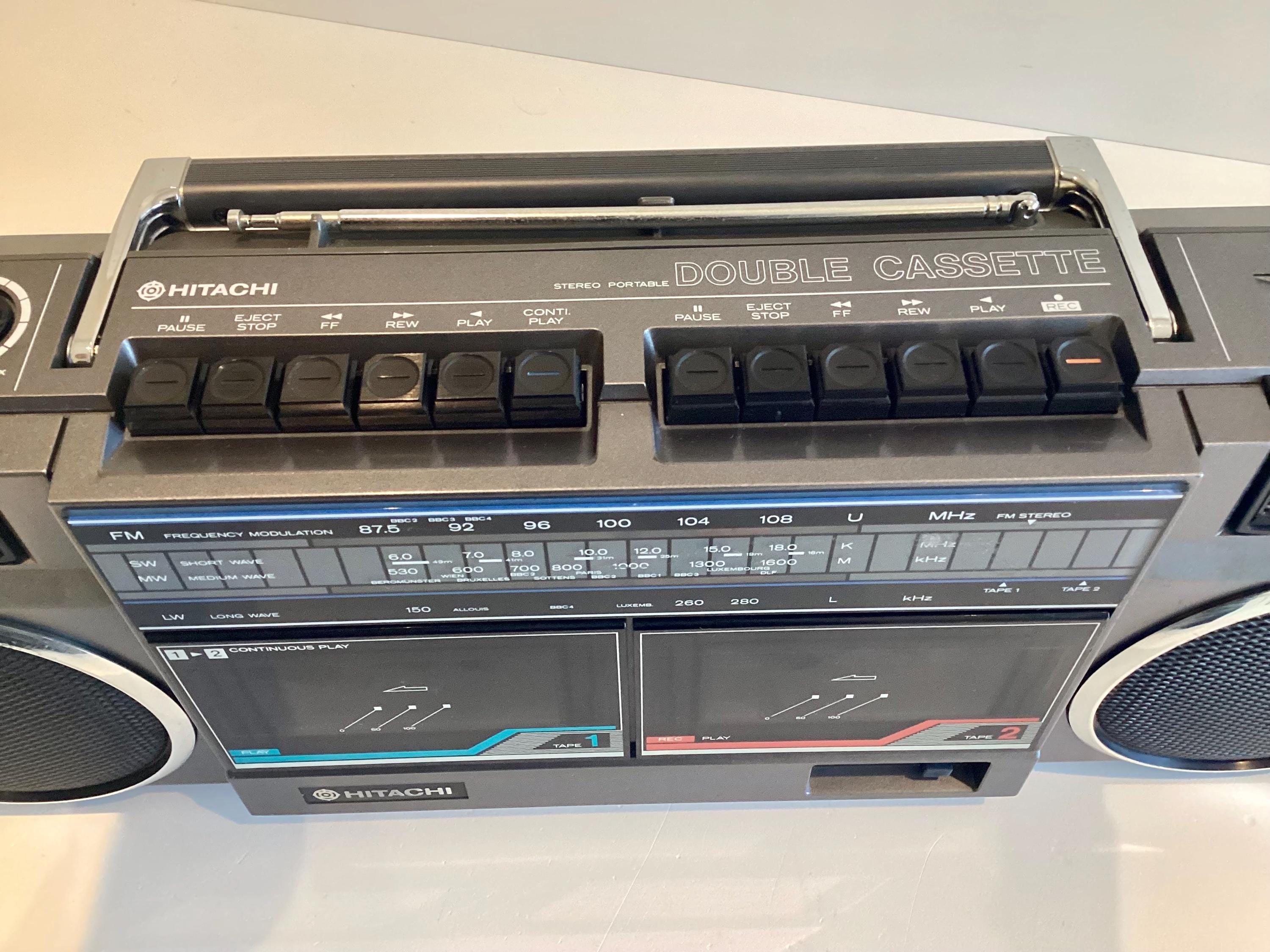 Vintage Boombox | 1986 Hitachi TRK-W24E, Working Stereo Radio Double Cassette Player — photo 7 of 11