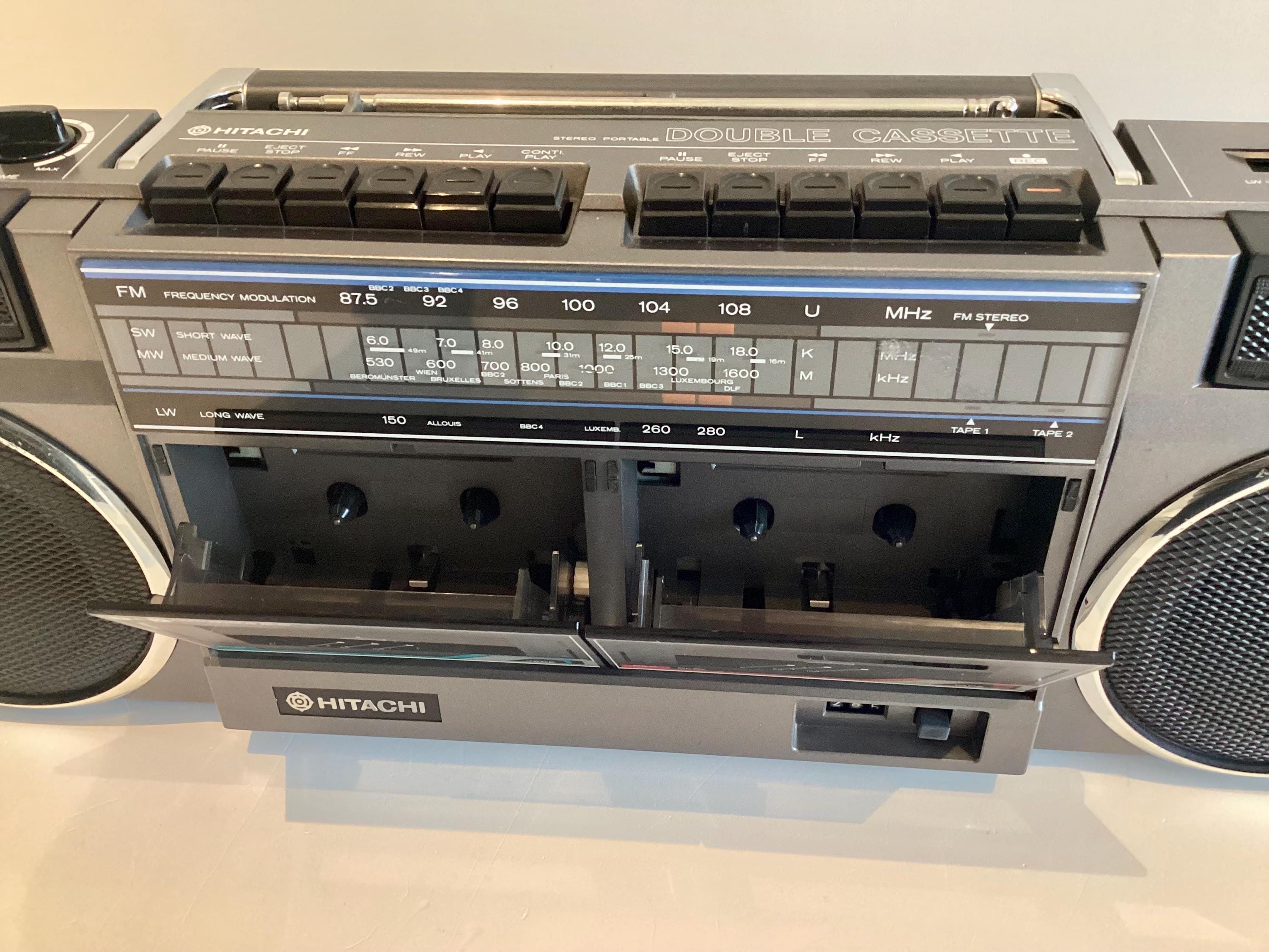 Vintage Boombox | 1986 Hitachi TRK-W24E, Working Stereo Radio Double Cassette Player — photo 9 of 11