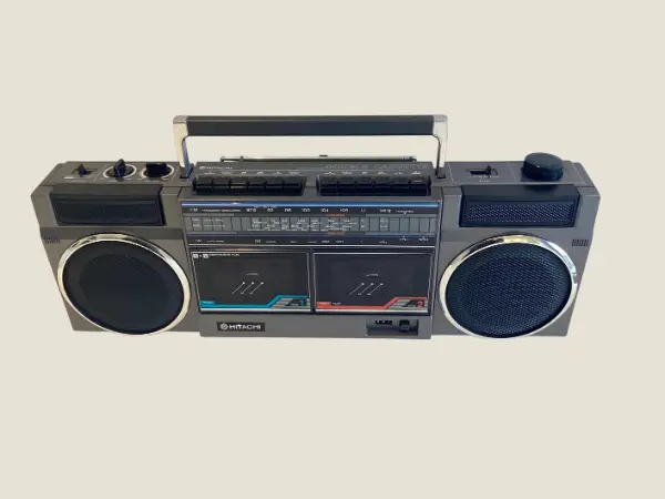 Vintage Boombox | 1986 Hitachi TRK-W24E, Working Stereo Radio Double Cassette Player
