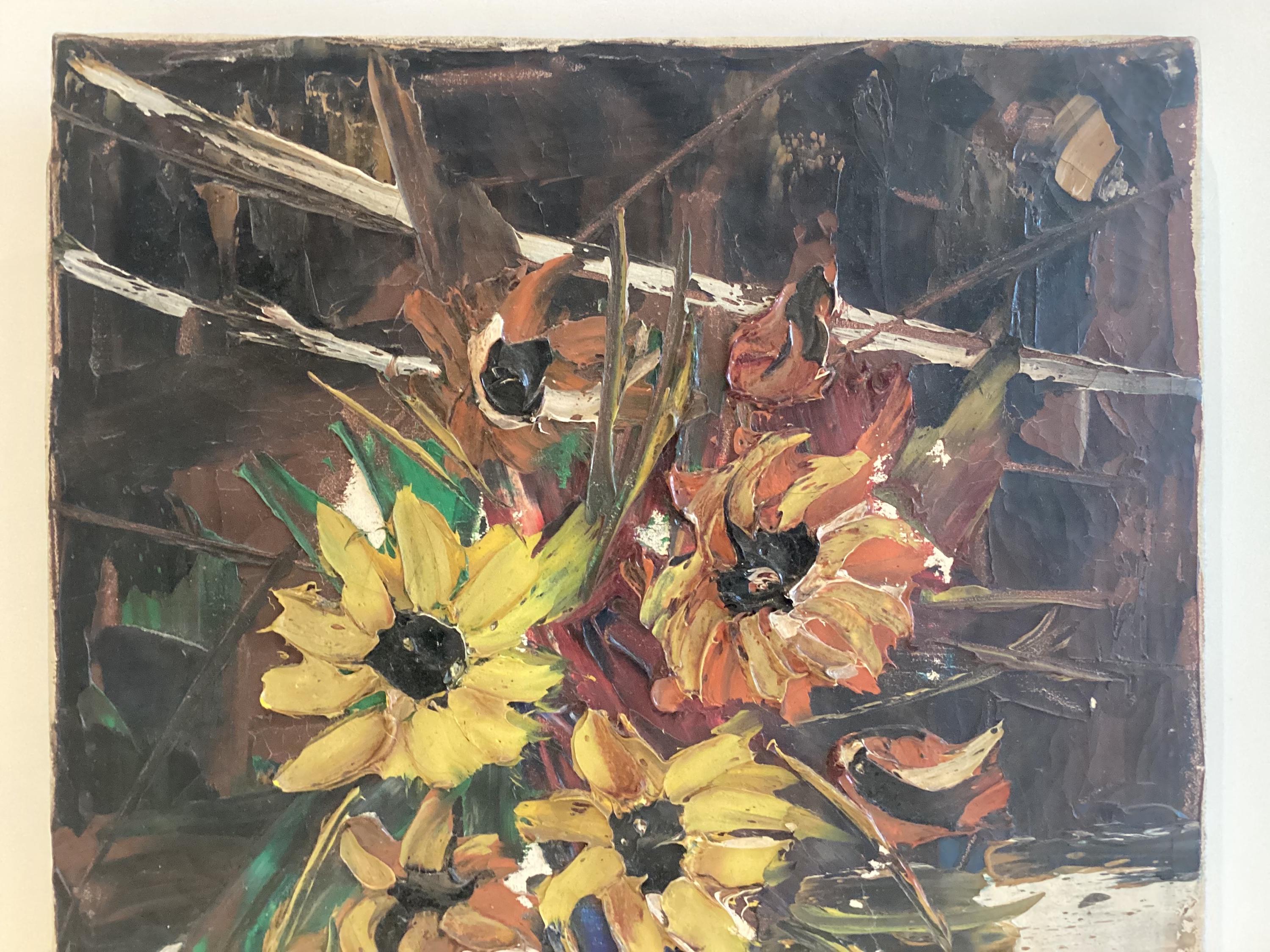 Vintage Painting | Floral Composition (1970) Lucioni Marco Italian Oil on Canvas — photo 5 of 8