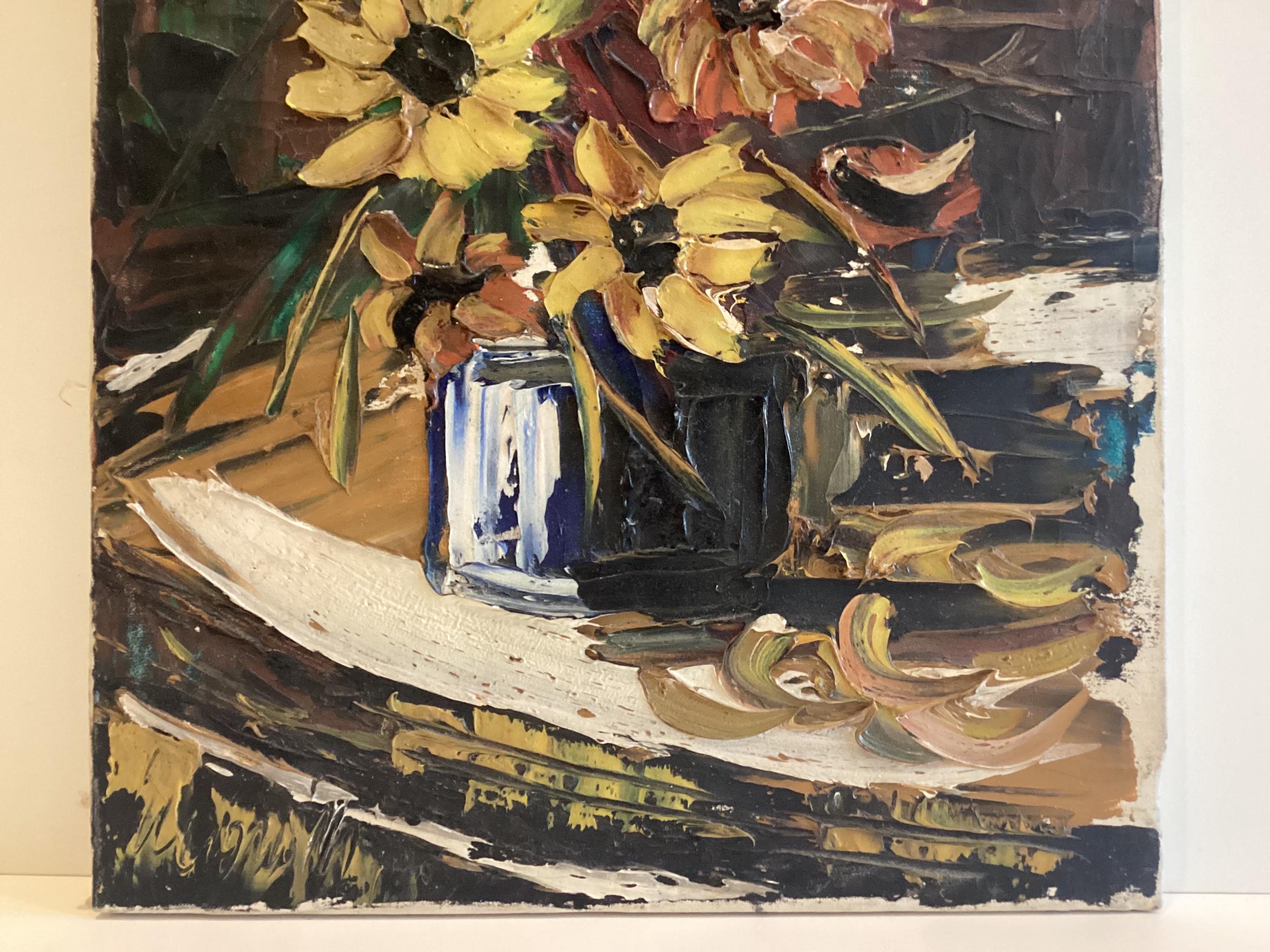 Vintage Painting | Floral Composition (1970) Lucioni Marco Italian Oil on Canvas — photo 6 of 8