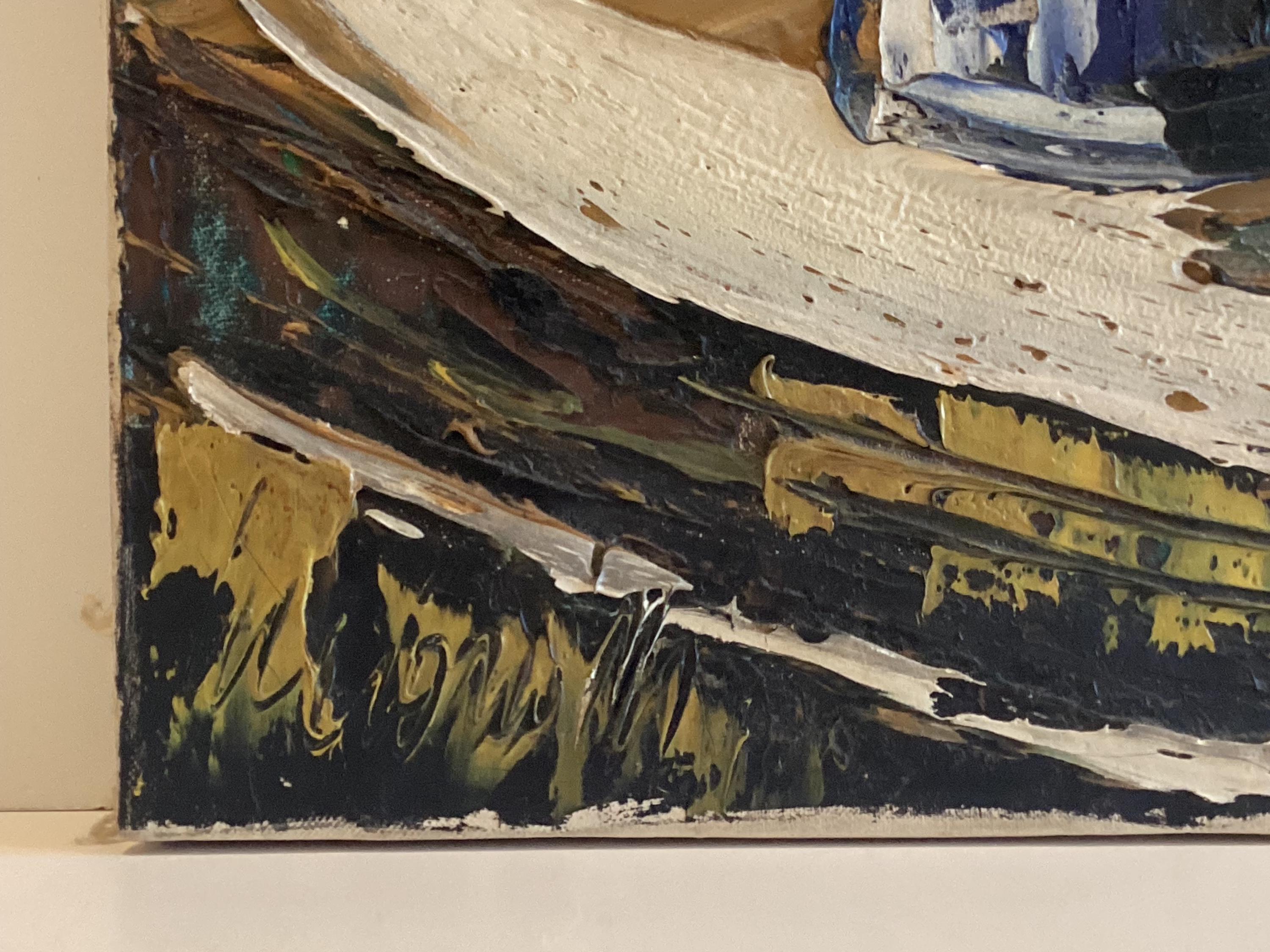 Vintage Painting | Floral Composition (1970) Lucioni Marco Italian Oil on Canvas — photo 7 of 8