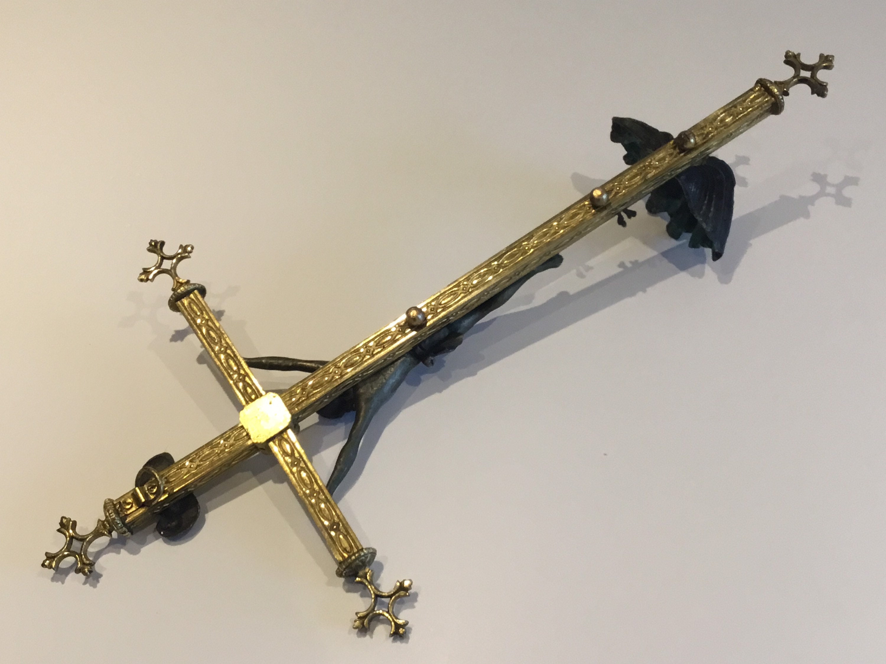 Antique Brass Crucifix (19th Century) French, Holy Water Font, Bronze Christ Figure — photo 11 of 11