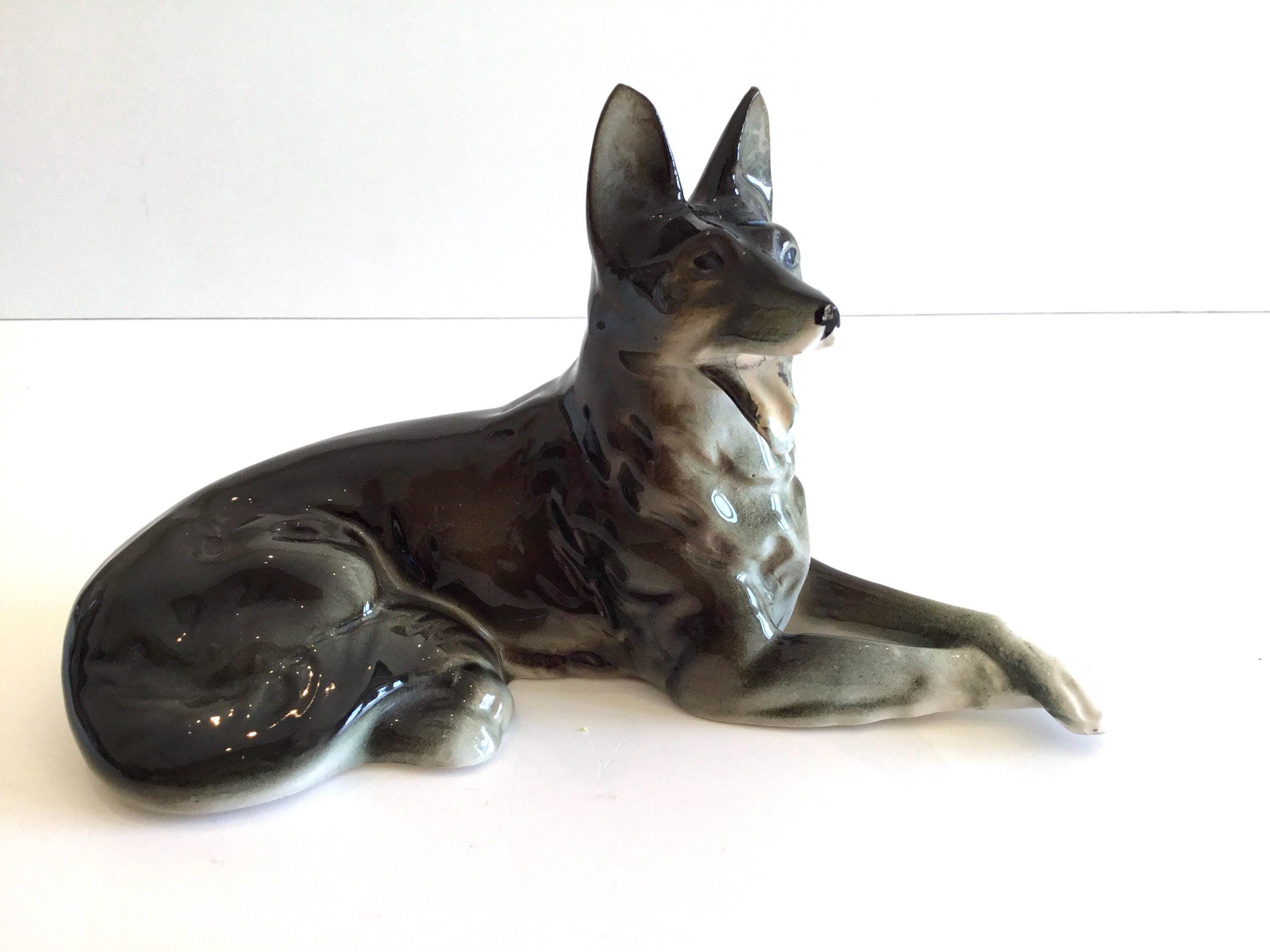 Vintage Porcelain | German Shepherd Figurine 1950s West Germany, Cortendorf Style Lying Dog — photo 6 of 11