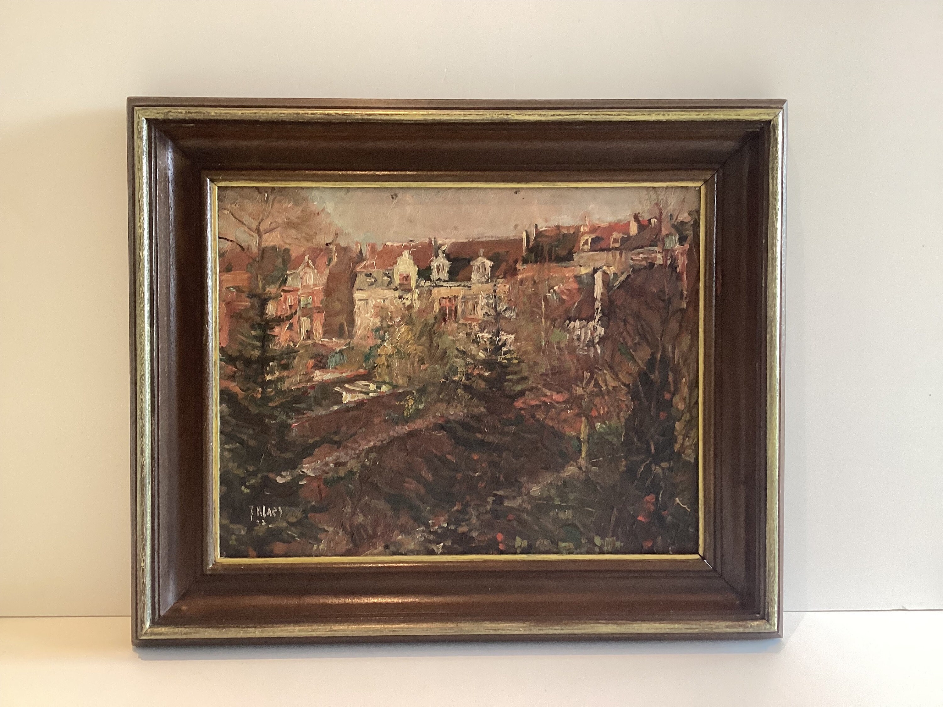 Oil Painting | 1937 Jaques Maes Cityscape Oil on Canvas, Belgian Impressionism — photo 2 of 9