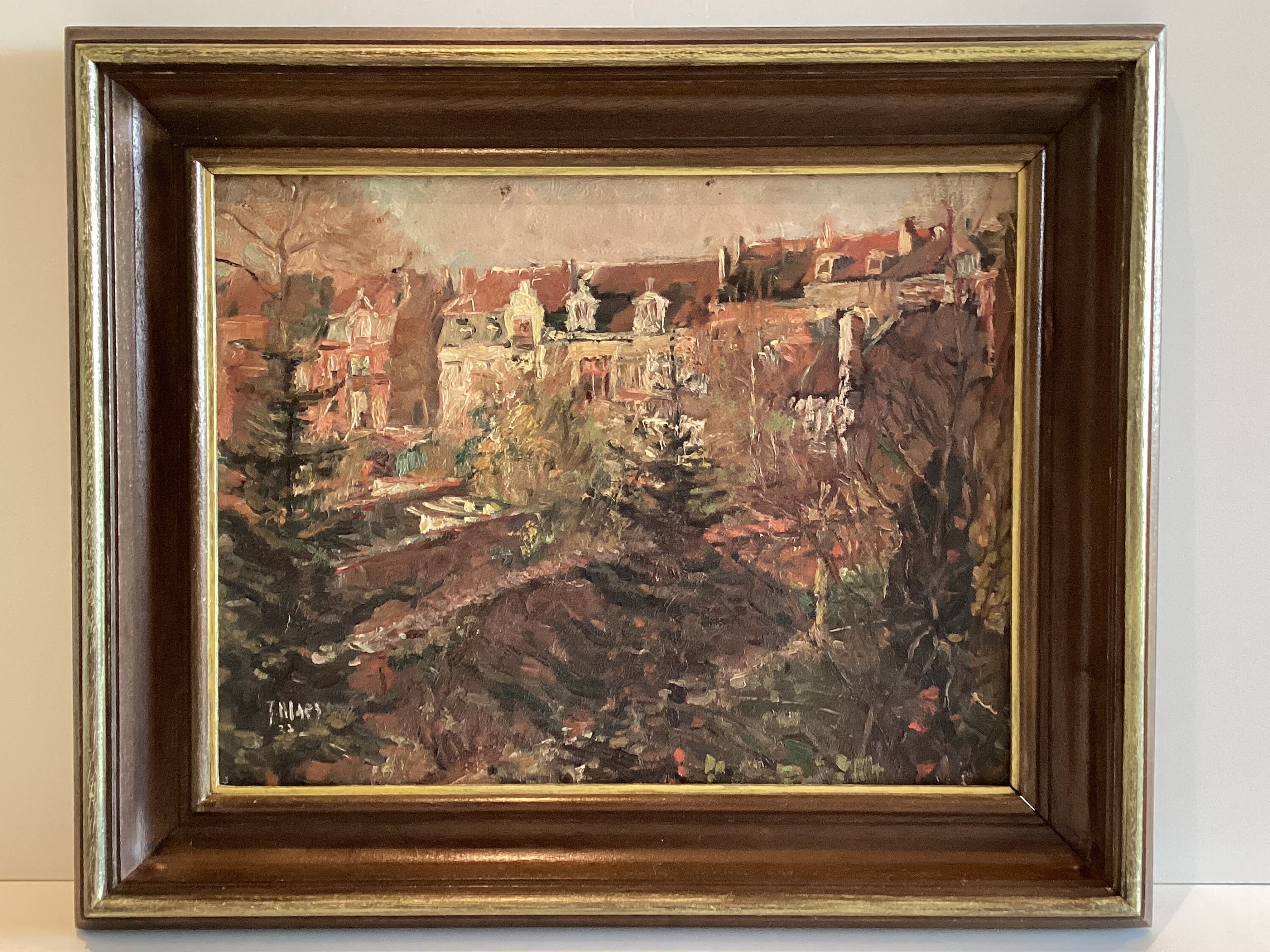 Oil Painting | 1937 Jaques Maes Cityscape Oil on Canvas, Belgian Impressionism — photo 3 of 9