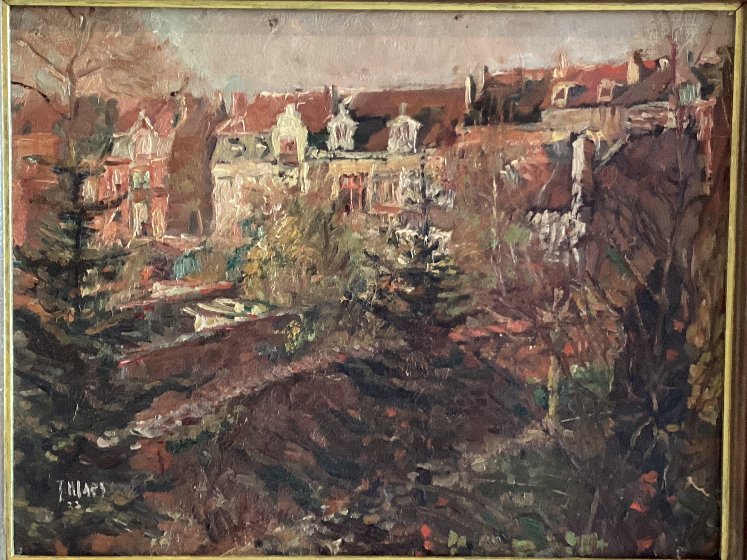 Oil Painting | 1937 Jaques Maes Cityscape Oil on Canvas, Belgian Impressionism — photo 4 of 9