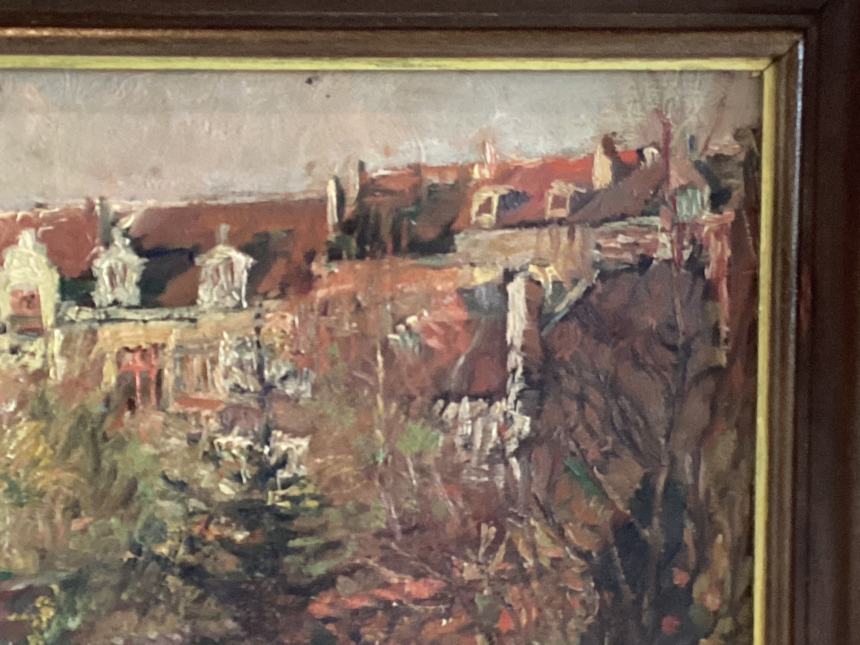 Oil Painting | 1937 Jaques Maes Cityscape Oil on Canvas, Belgian Impressionism — photo 6 of 9