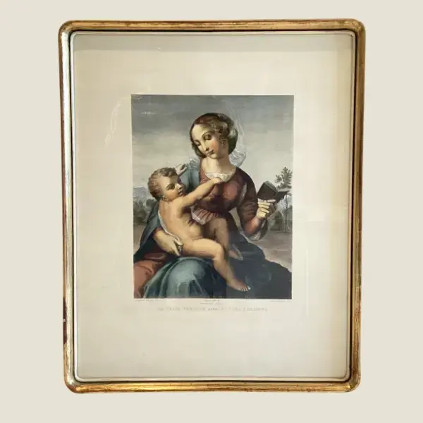 Antique Litography — Raphael “Blessed Virgin of Casa Colonna” Color Art Luigi Barocci (c.1827)