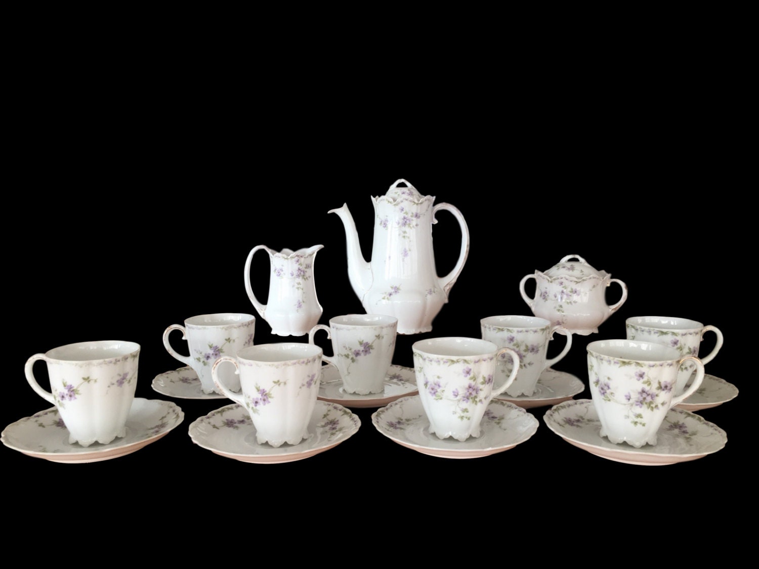 Vintage Rosenthal Set | 1900s German Coffee Service, 19-Piece Hand-Painted Porcelai — photo 2 of 6