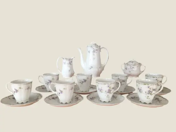 Vintage Rosenthal Set | 1900s German Coffee Service, 19-Piece Hand-Painted Porcelai