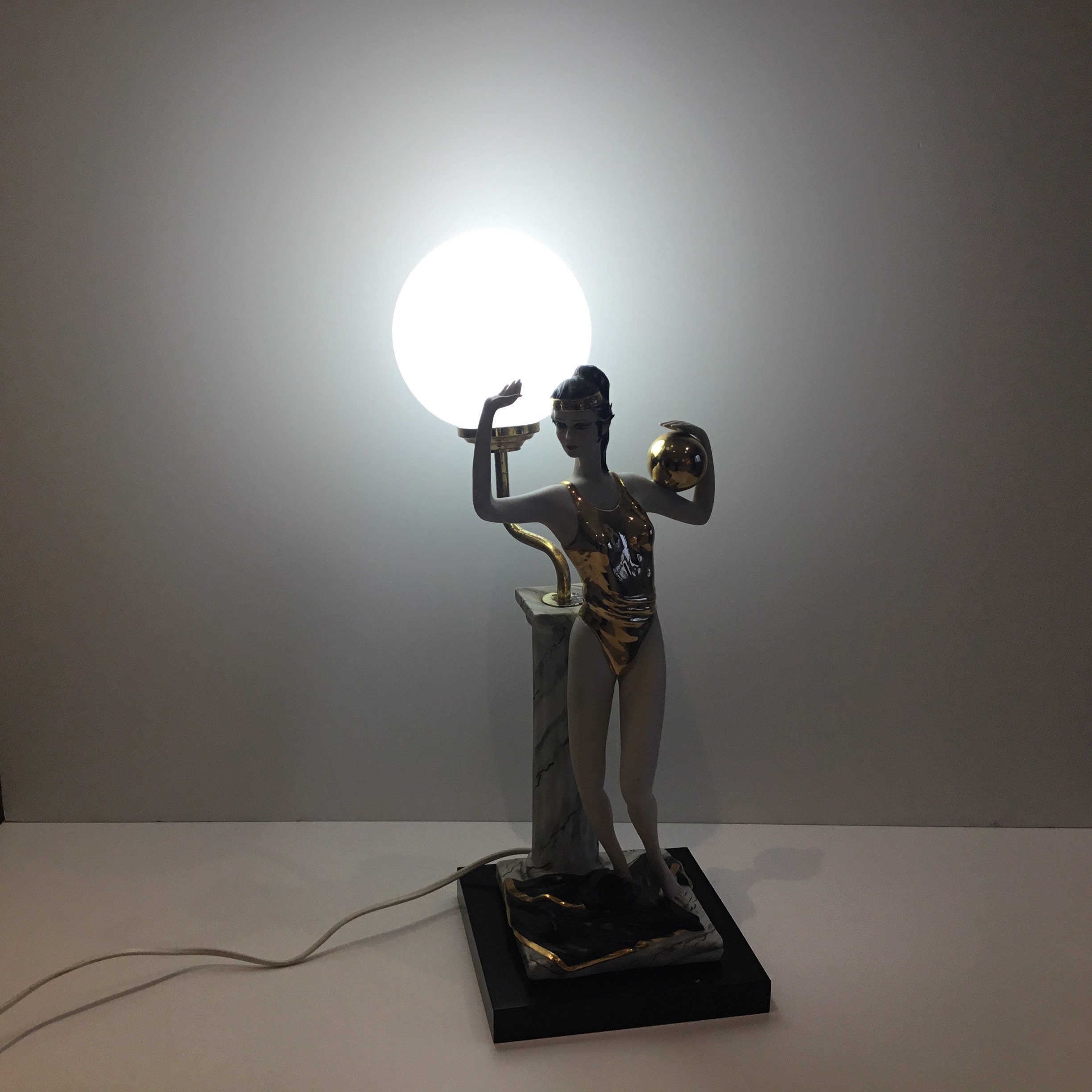 Vintage Porcelain Sculpture | 1940s Capodimonte Table Lamp by Sartori, Made in Italy — photo 3 of 11