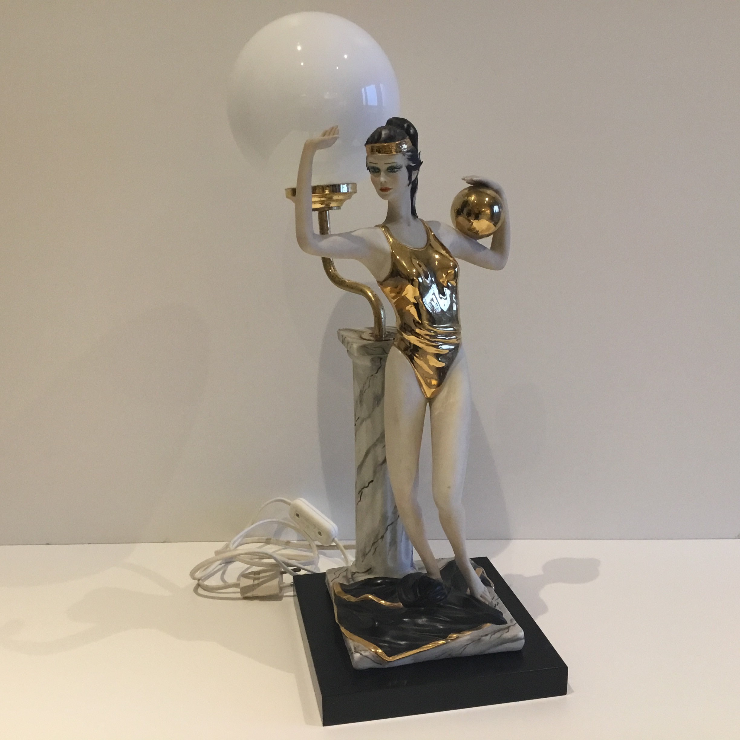 Vintage Porcelain Sculpture | 1940s Capodimonte Table Lamp by Sartori, Made in Italy — photo 5 of 11
