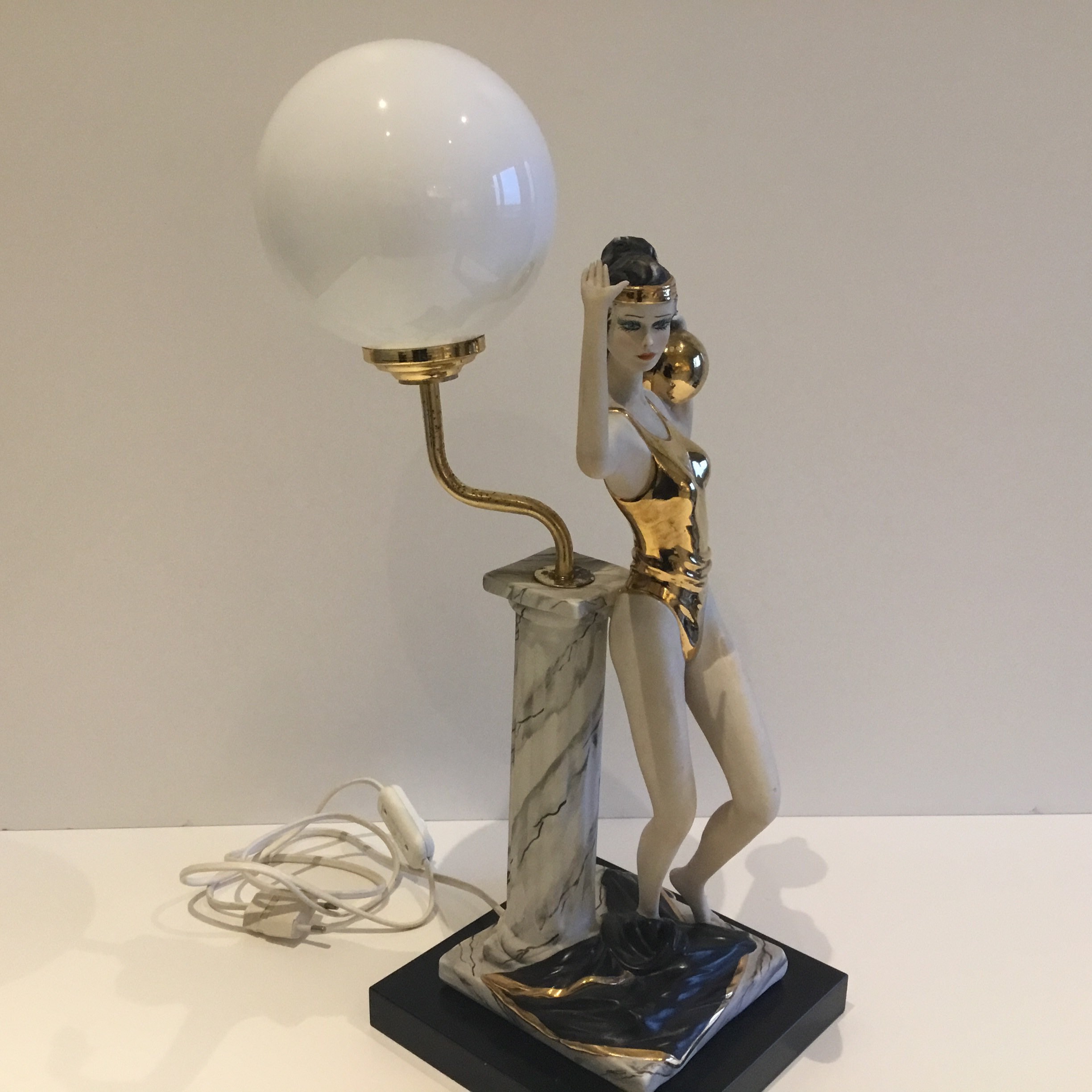 Vintage Porcelain Sculpture | 1940s Capodimonte Table Lamp by Sartori, Made in Italy — photo 6 of 11