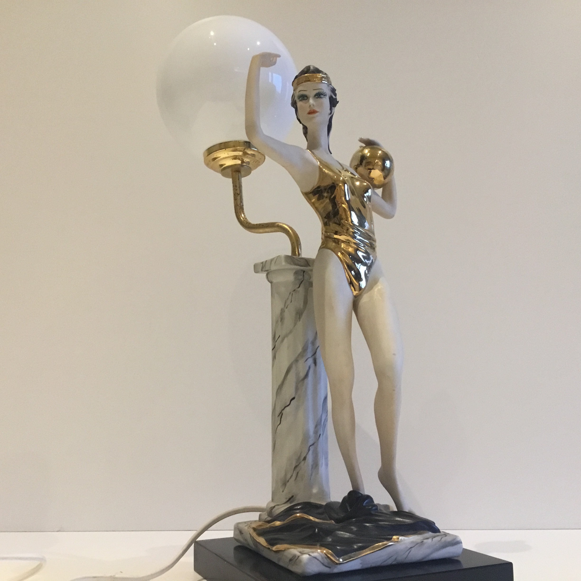Vintage Porcelain Sculpture | 1940s Capodimonte Table Lamp by Sartori, Made in Italy — photo 7 of 11