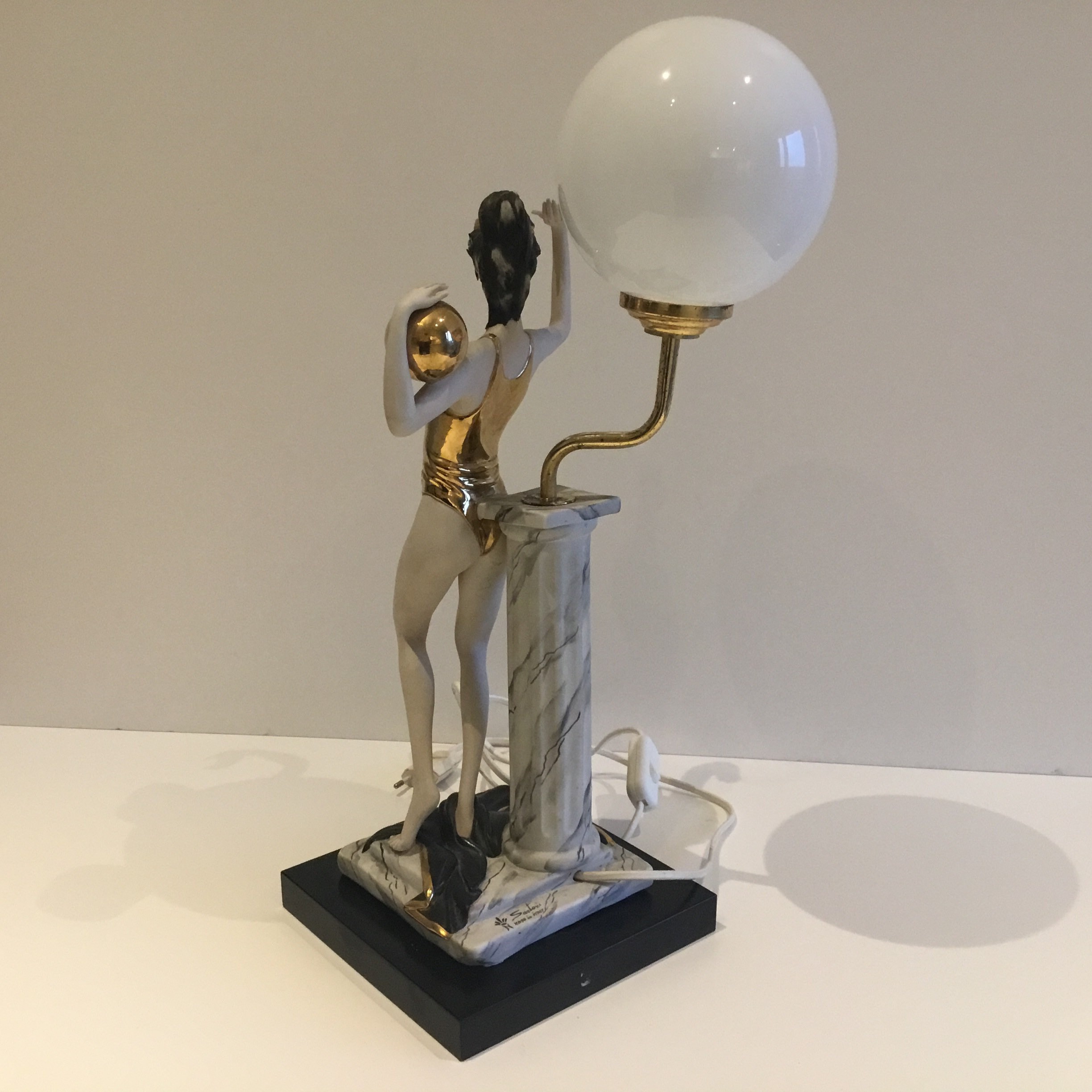 Vintage Porcelain Sculpture | 1940s Capodimonte Table Lamp by Sartori, Made in Italy — photo 8 of 11