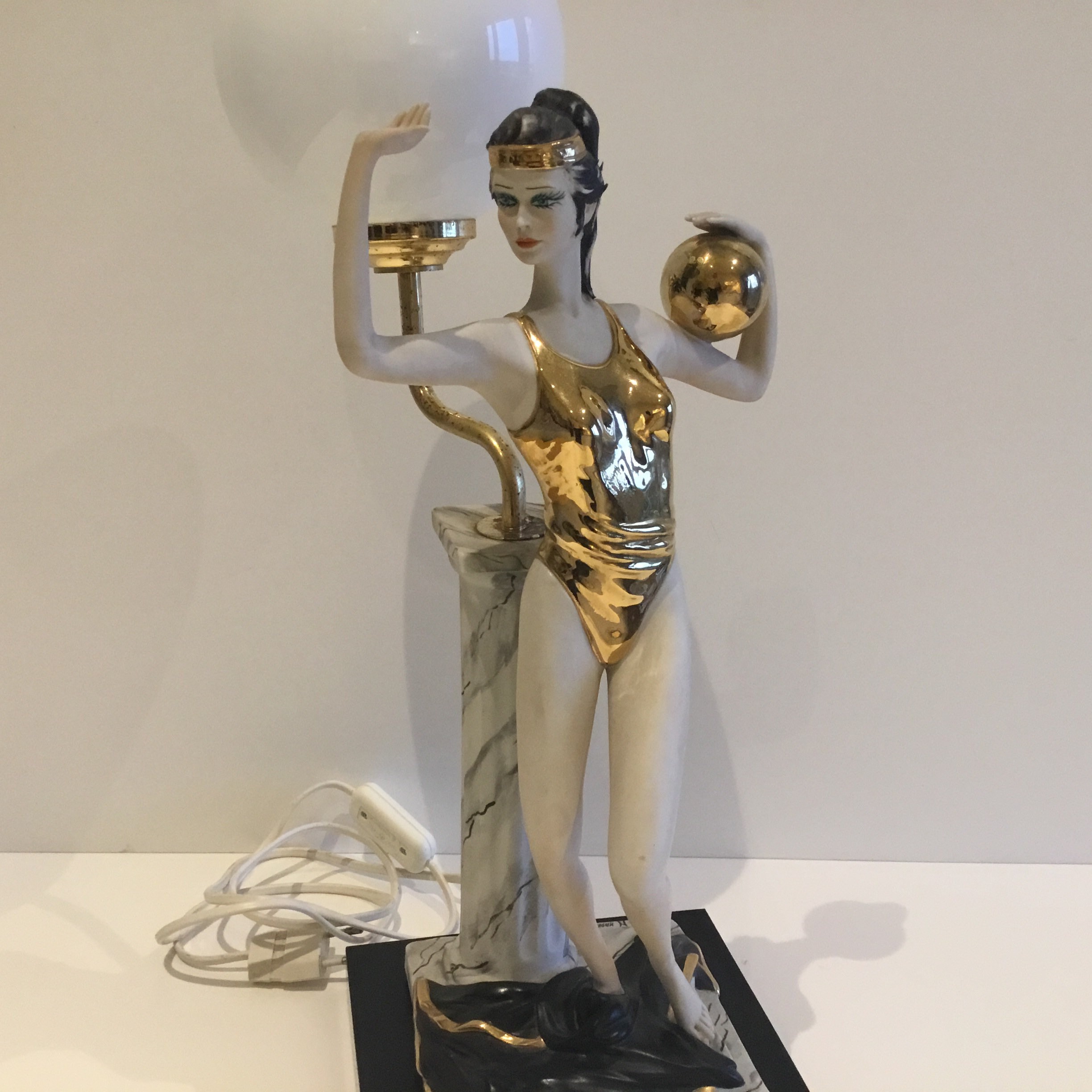 Vintage Porcelain Sculpture | 1940s Capodimonte Table Lamp by Sartori, Made in Italy — photo 9 of 11