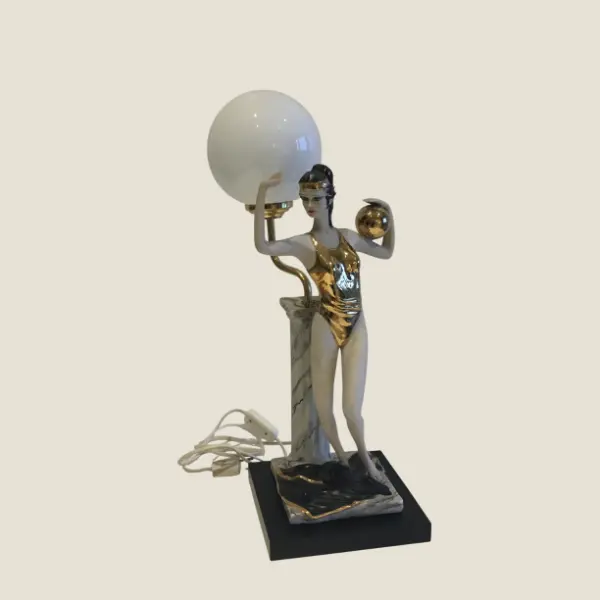 Vintage Porcelain Sculpture | 1940s Capodimonte Table Lamp by Sartori, Made in Italy