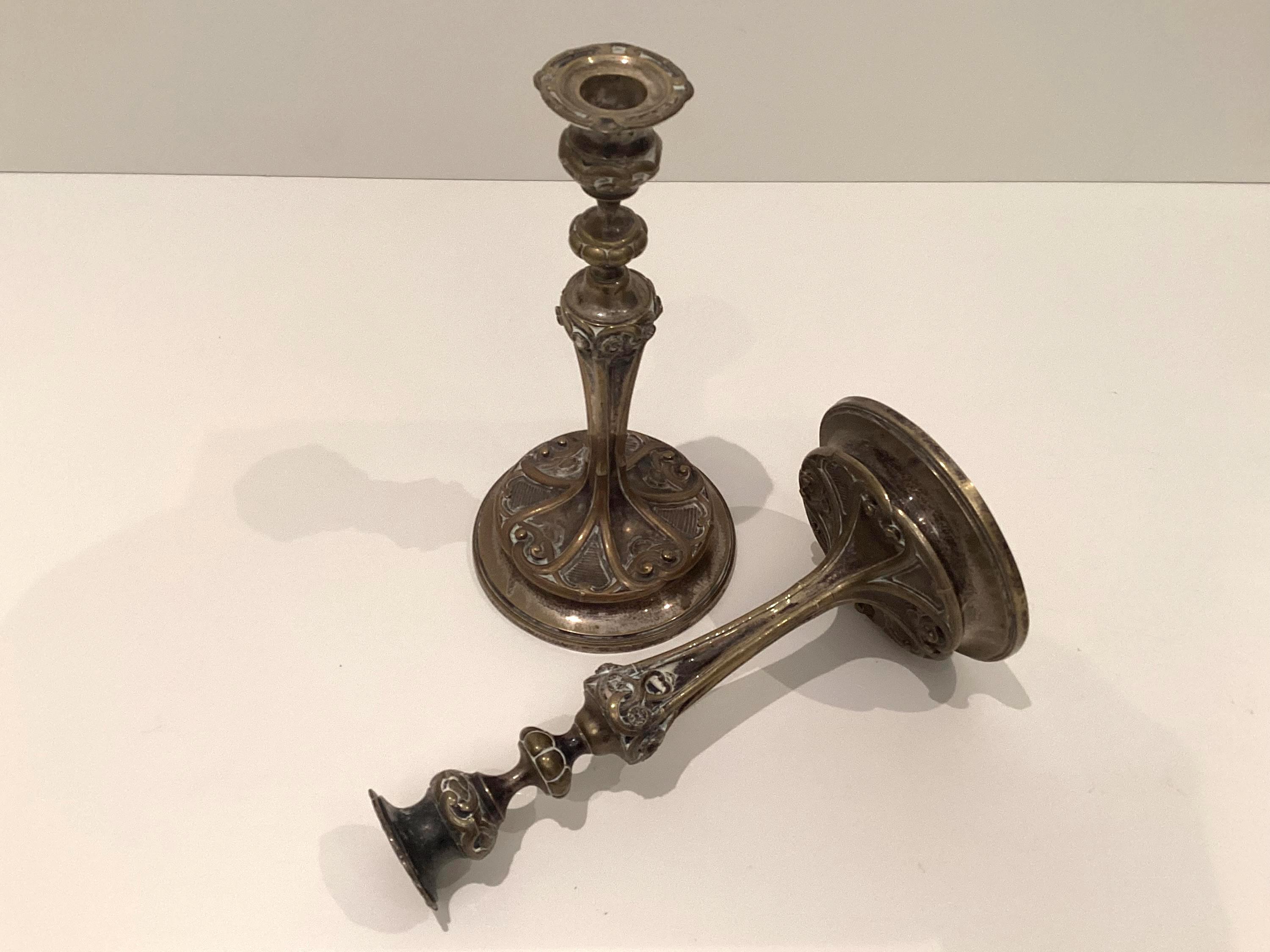 Antique Bronze Candlesticks | 18th Century France, Thouret Marked Pair Empire Period — photo 6 of 10