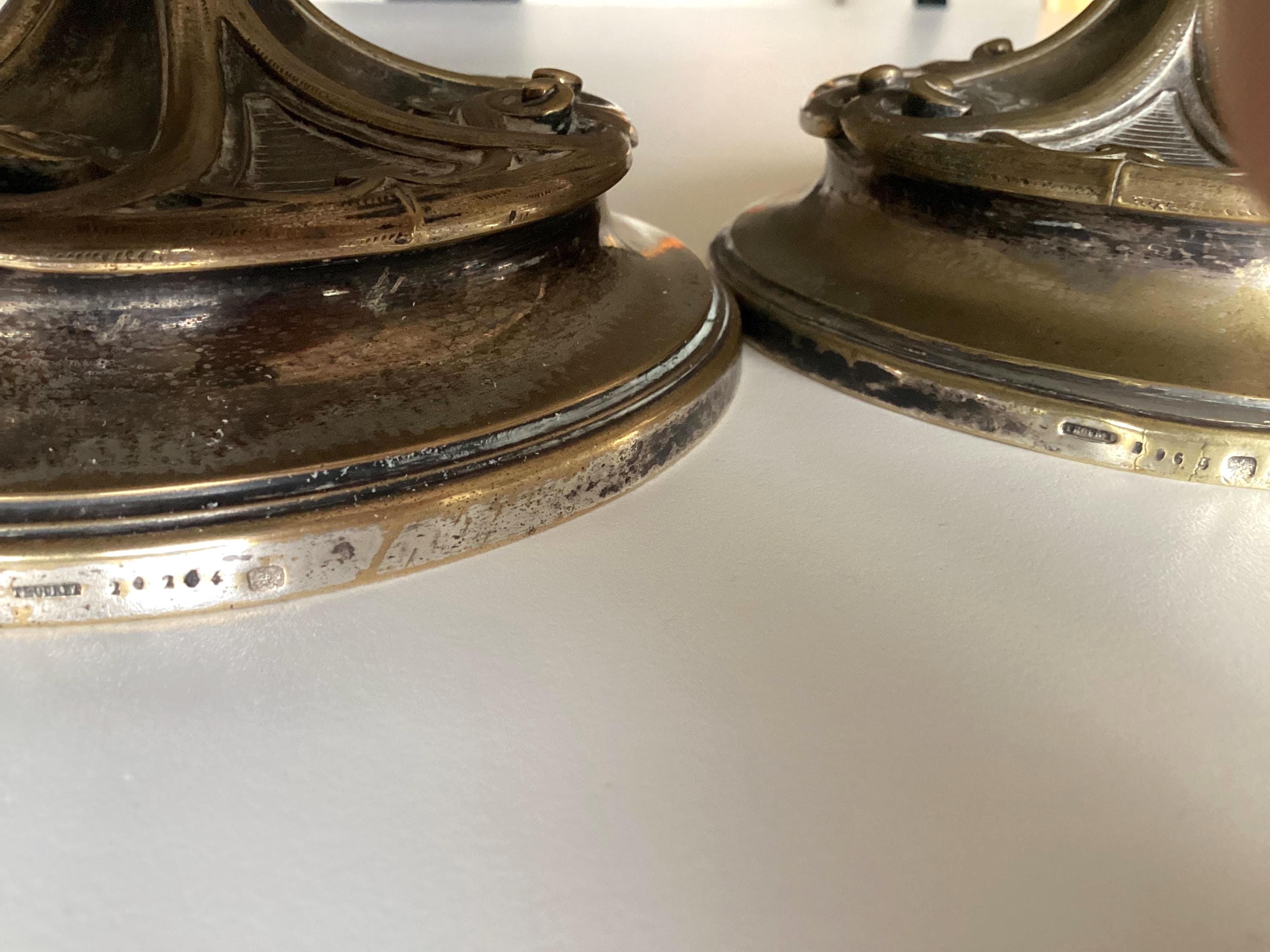 Antique Bronze Candlesticks | 18th Century France, Thouret Marked Pair Empire Period — photo 7 of 10
