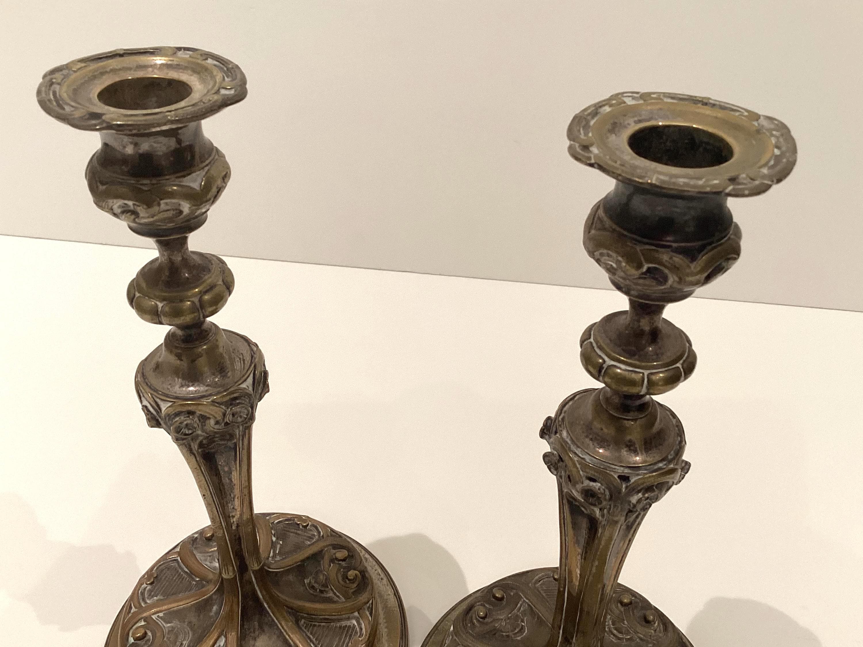Antique Bronze Candlesticks | 18th Century France, Thouret Marked Pair Empire Period — photo 10 of 10