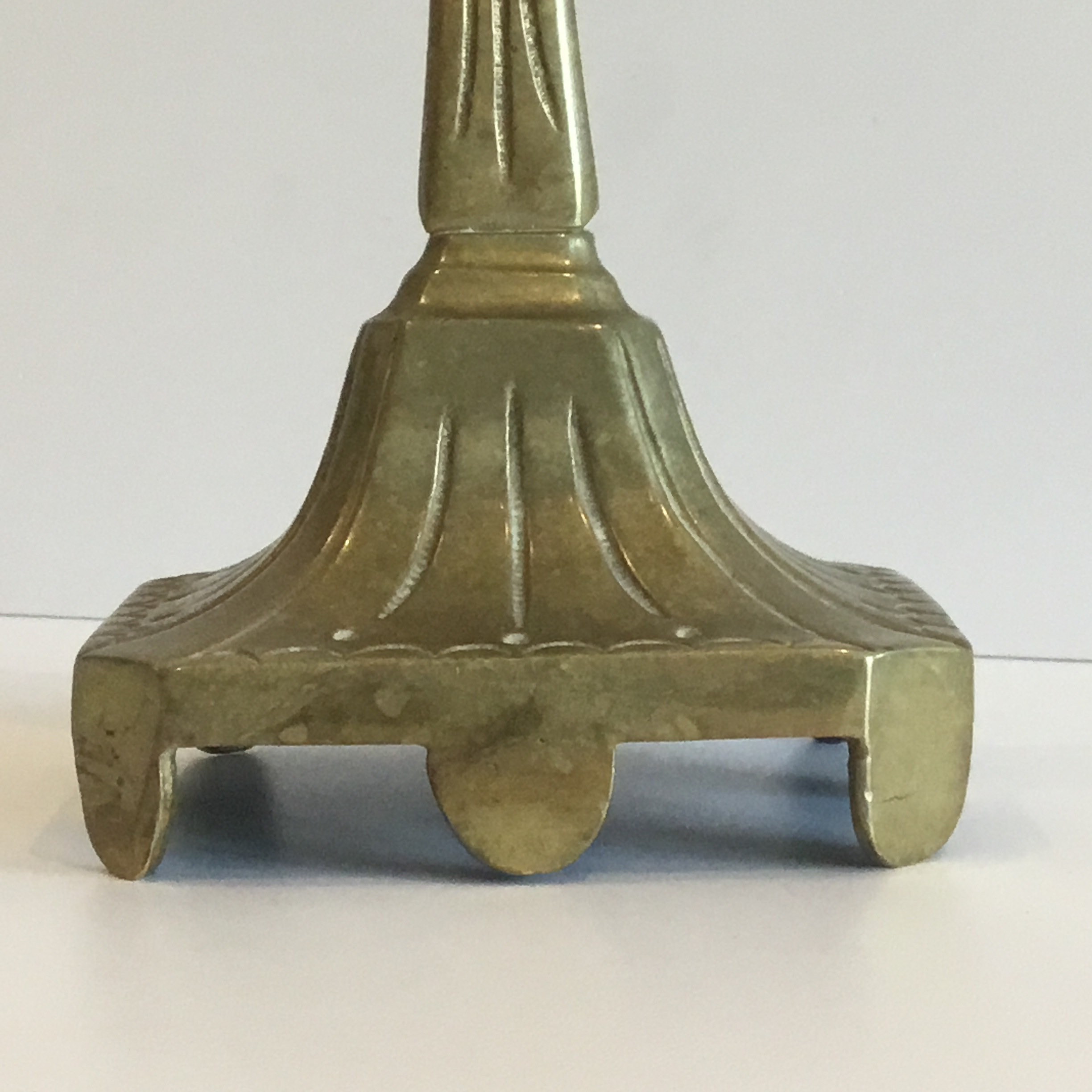 Antique Crucifix | 1900s Brass Altar Cross, Marked DL Registered Liturgical Art, — photo 8 of 9