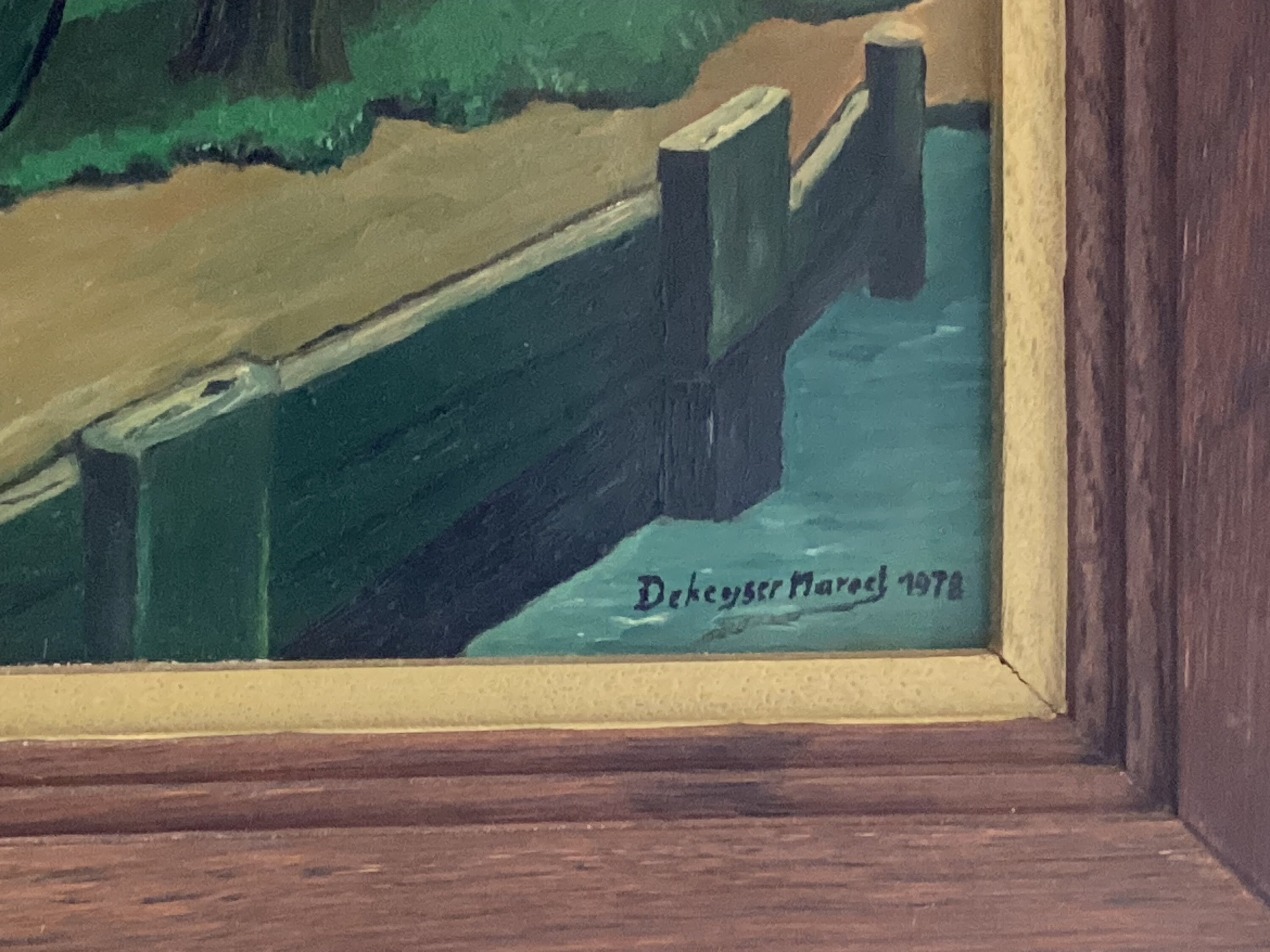 Vintage Painting | Dekeyser Marcel 1978 Country Scene, Signed Oil on Cardboard Framed — photo 7 of 8