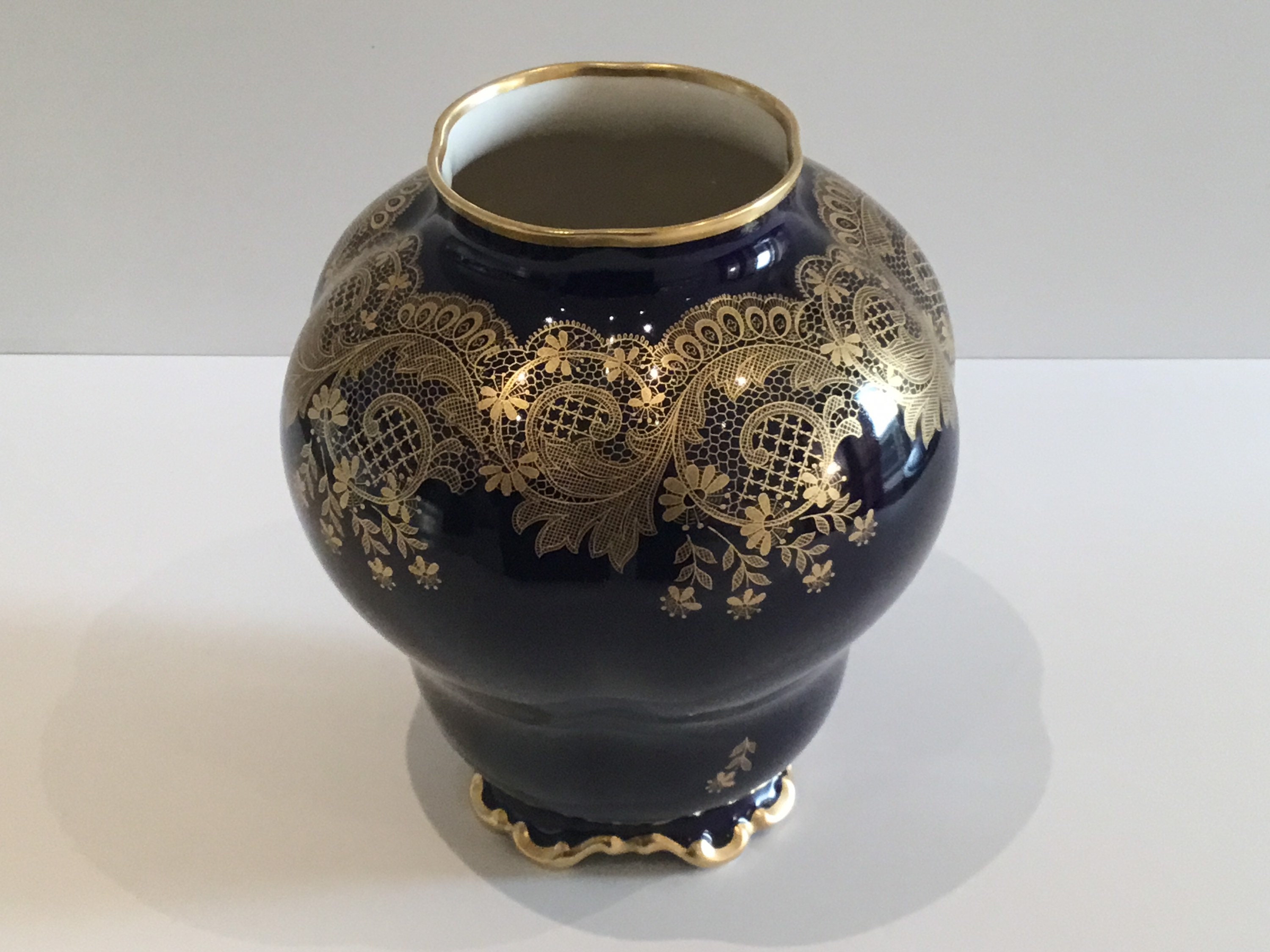 Vintage Vase | Lindner Bavaria 1950s Cobalt Blue 22k Gold, German Porcelain — photo 11 of 11