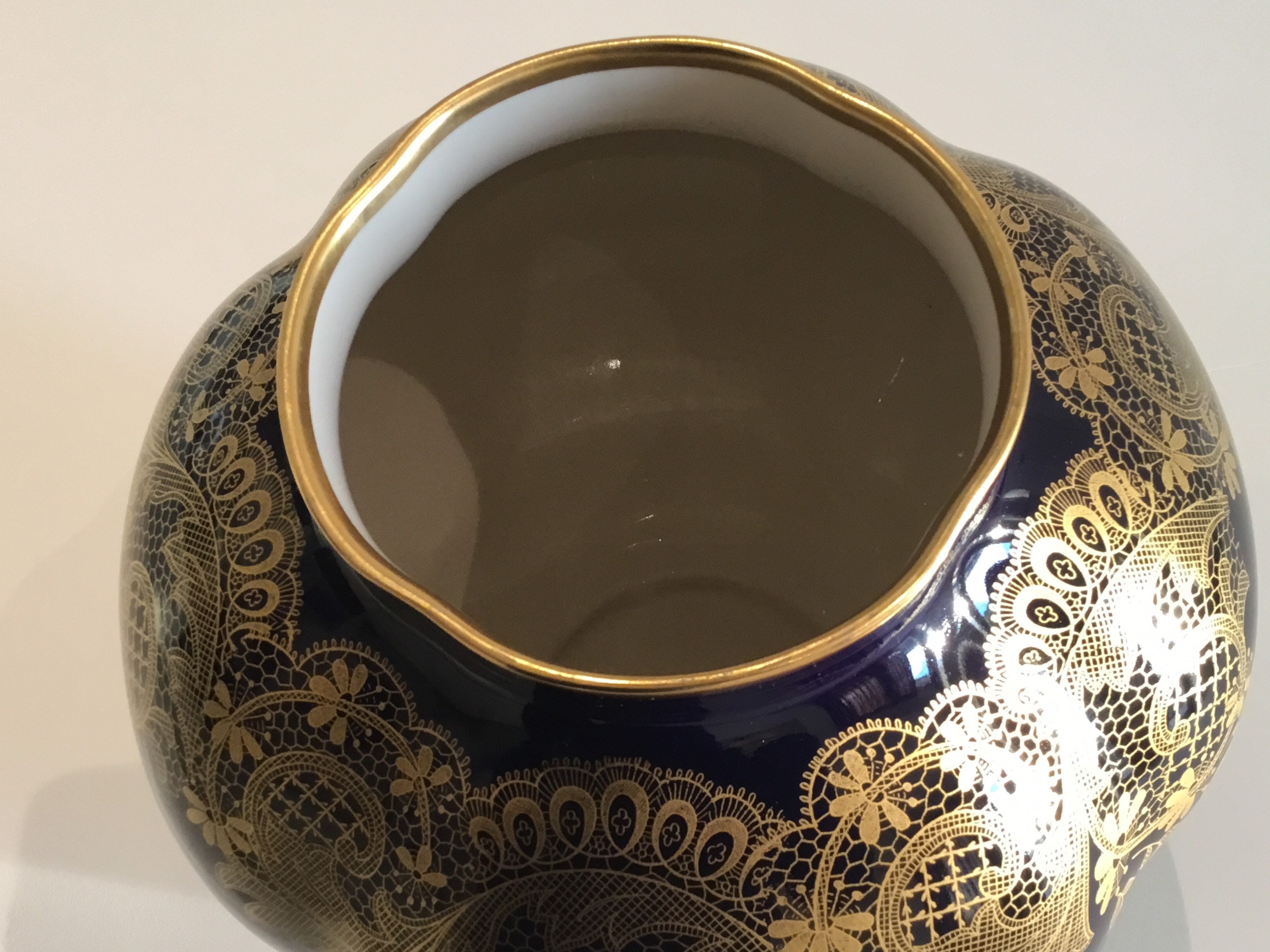 Vintage Vase | Lindner Bavaria 1950s Cobalt Blue 22k Gold, German Porcelain — photo 7 of 11