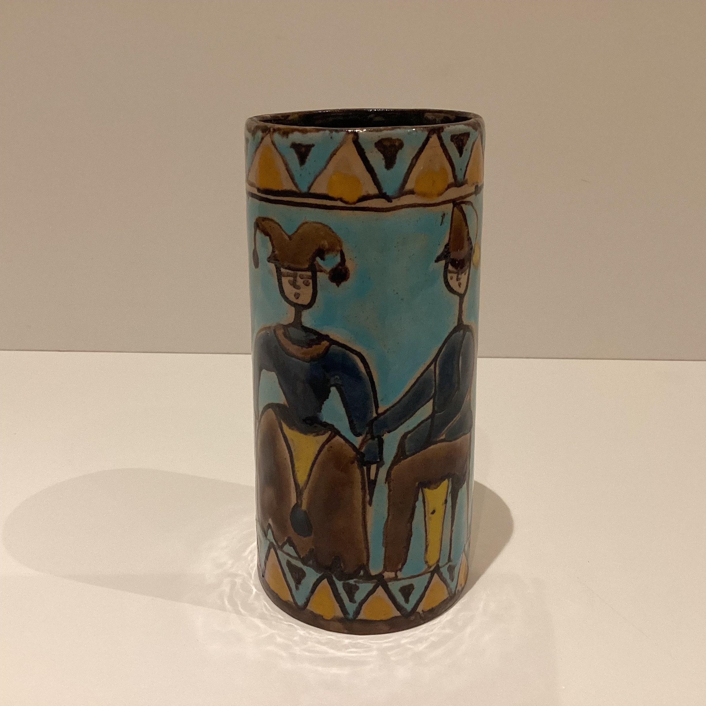 Modernist Ceramic Vase | Elio Schiavon 1960s Italy, Hand Painted Signed Artist Pottery — photo 2 of 11