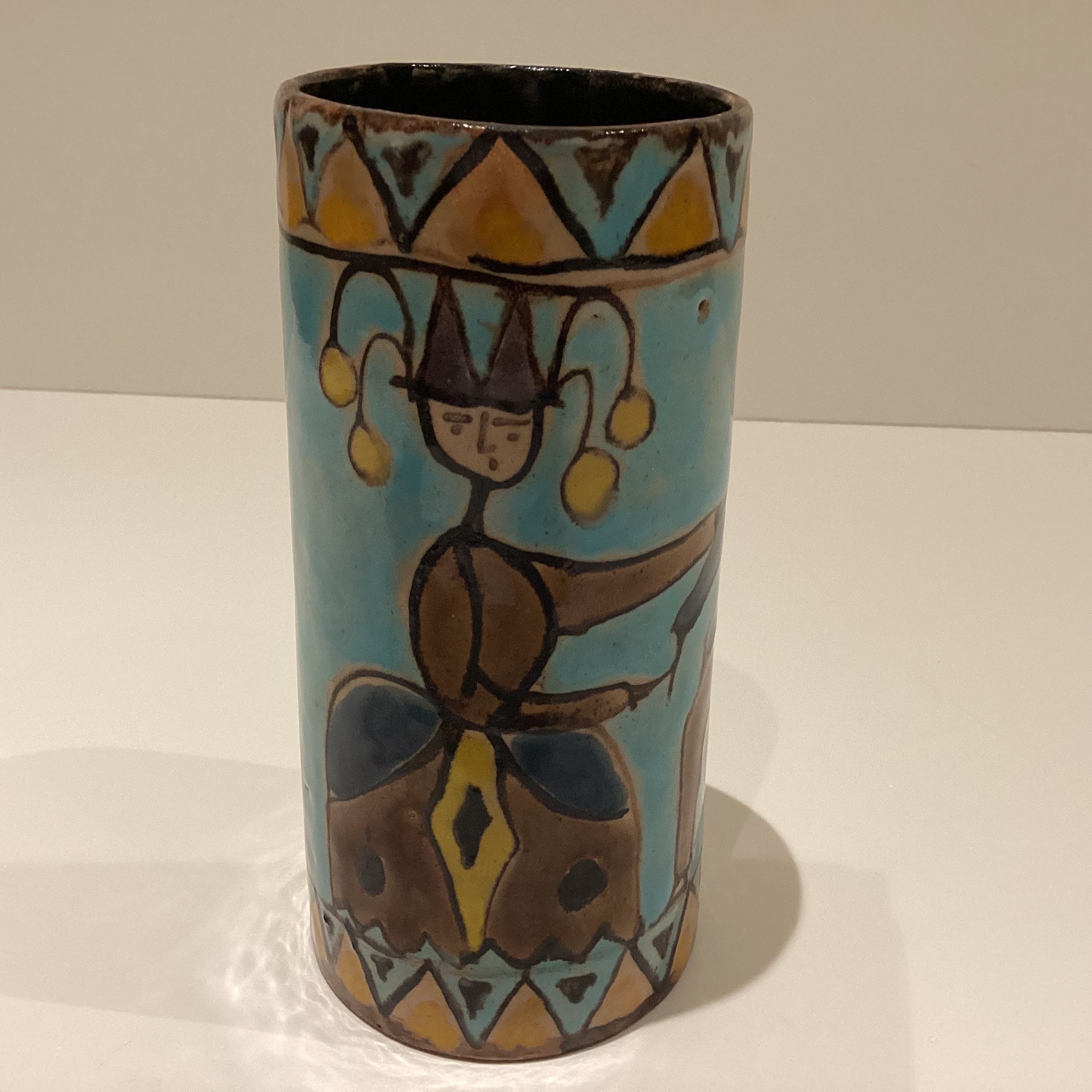 Modernist Ceramic Vase | Elio Schiavon 1960s Italy, Hand Painted Signed Artist Pottery — photo 3 of 11