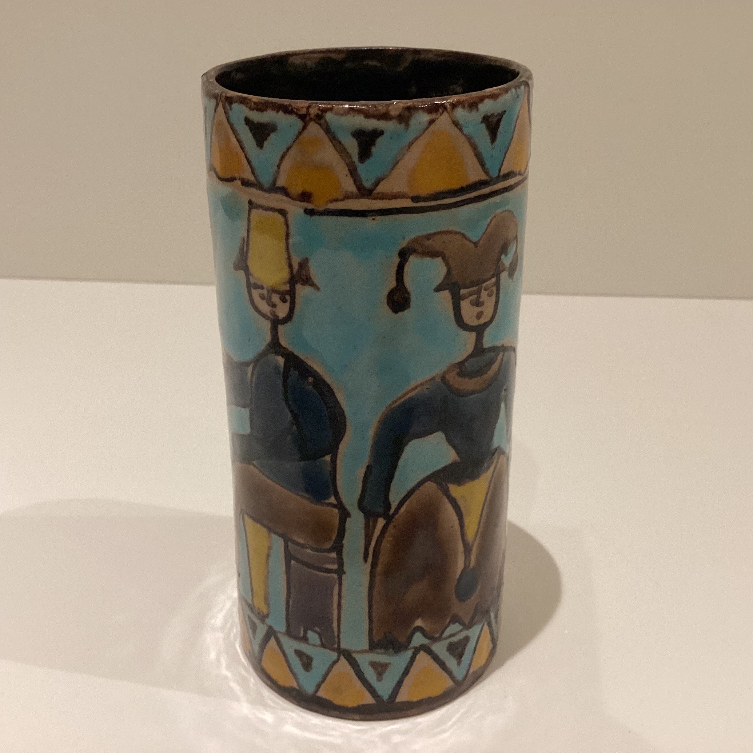 Modernist Ceramic Vase | Elio Schiavon 1960s Italy, Hand Painted Signed Artist Pottery — photo 5 of 11