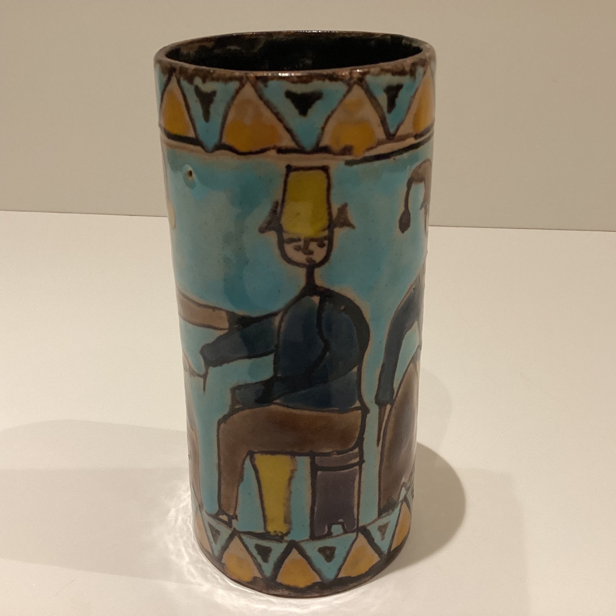 Modernist Ceramic Vase | Elio Schiavon 1960s Italy, Hand Painted Signed Artist Pottery — photo 6 of 11