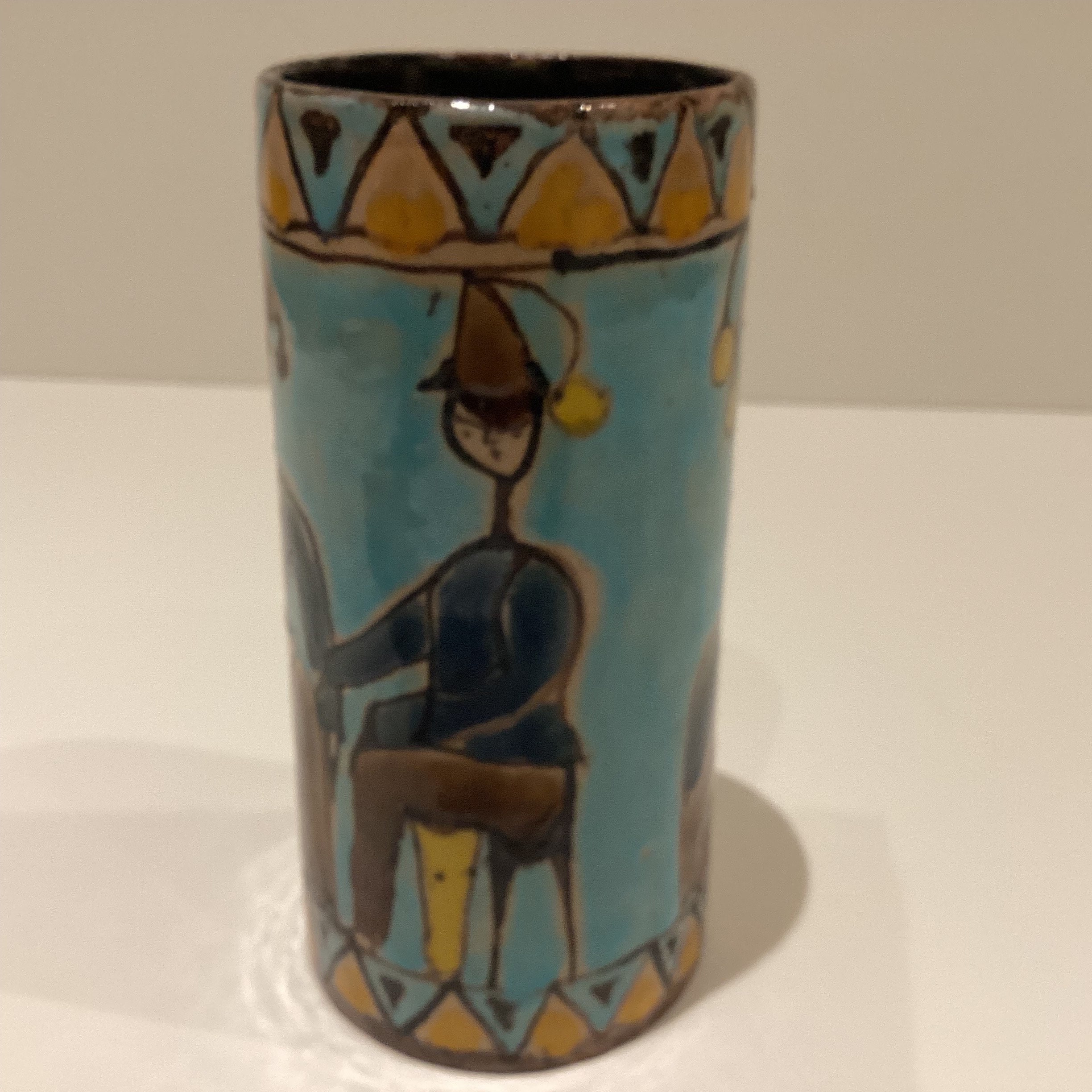 Modernist Ceramic Vase | Elio Schiavon 1960s Italy, Hand Painted Signed Artist Pottery — photo 7 of 11