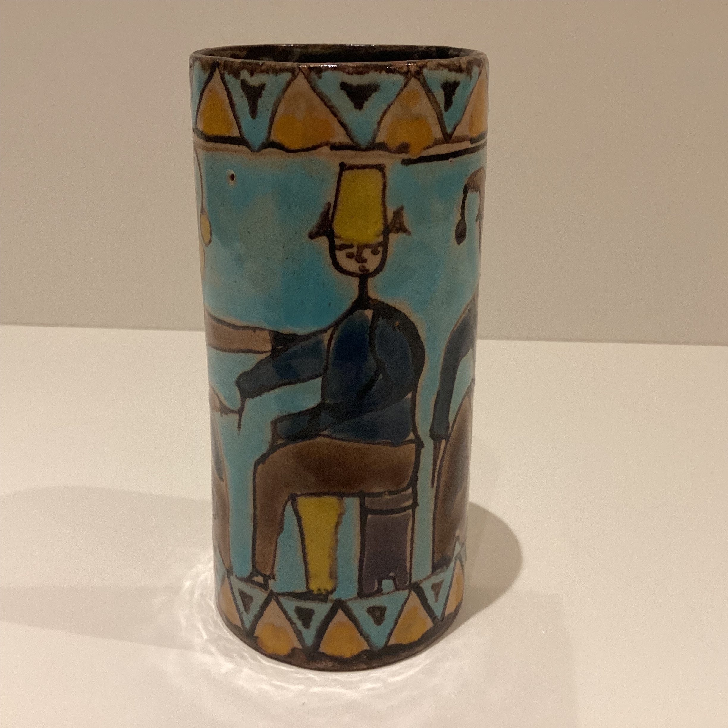 Modernist Ceramic Vase | Elio Schiavon 1960s Italy, Hand Painted Signed Artist Pottery — photo 8 of 11