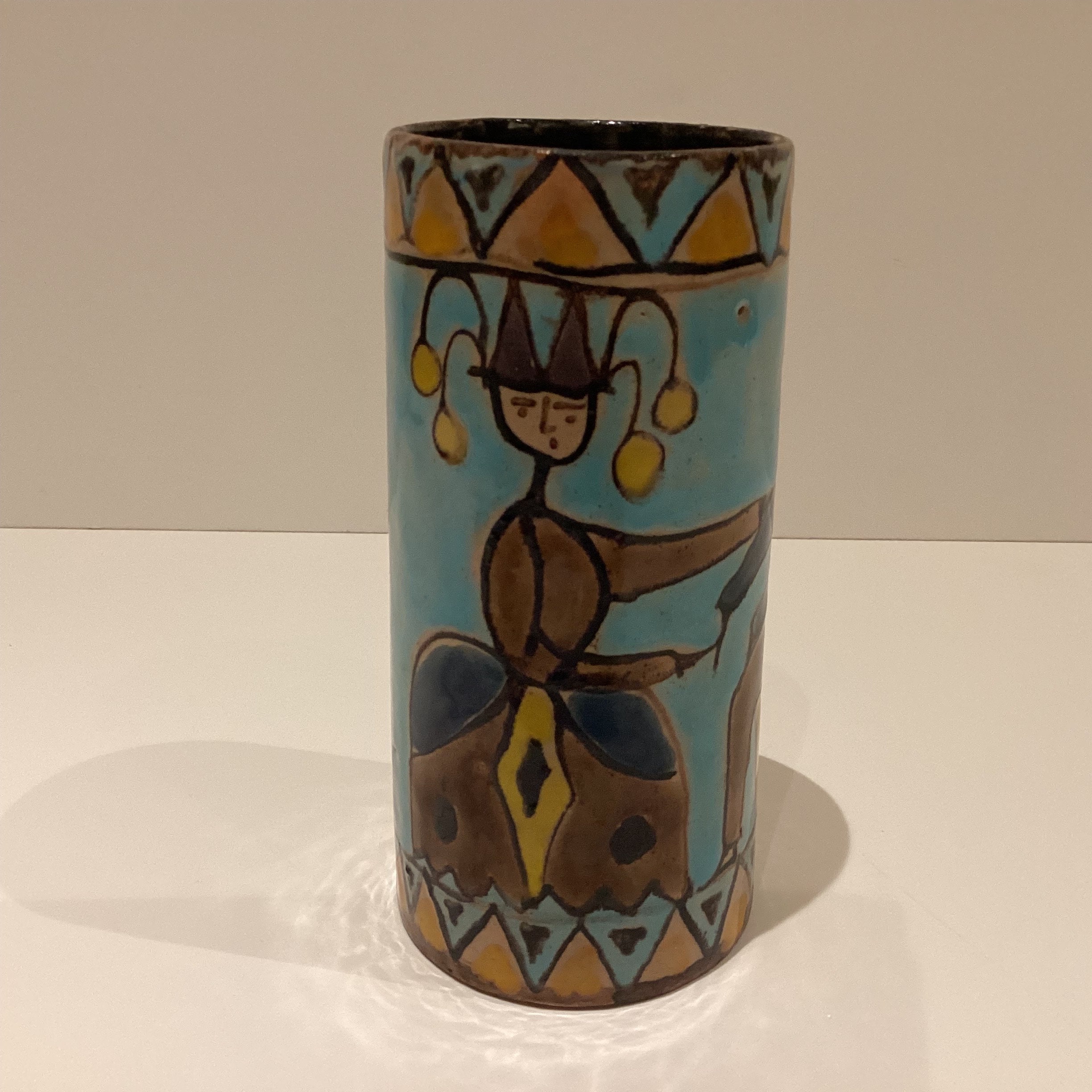 Modernist Ceramic Vase | Elio Schiavon 1960s Italy, Hand Painted Signed Artist Pottery — photo 10 of 11