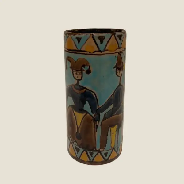 Modernist Ceramic Vase | Elio Schiavon 1960s Italy, Hand Painted Signed Artist Pottery