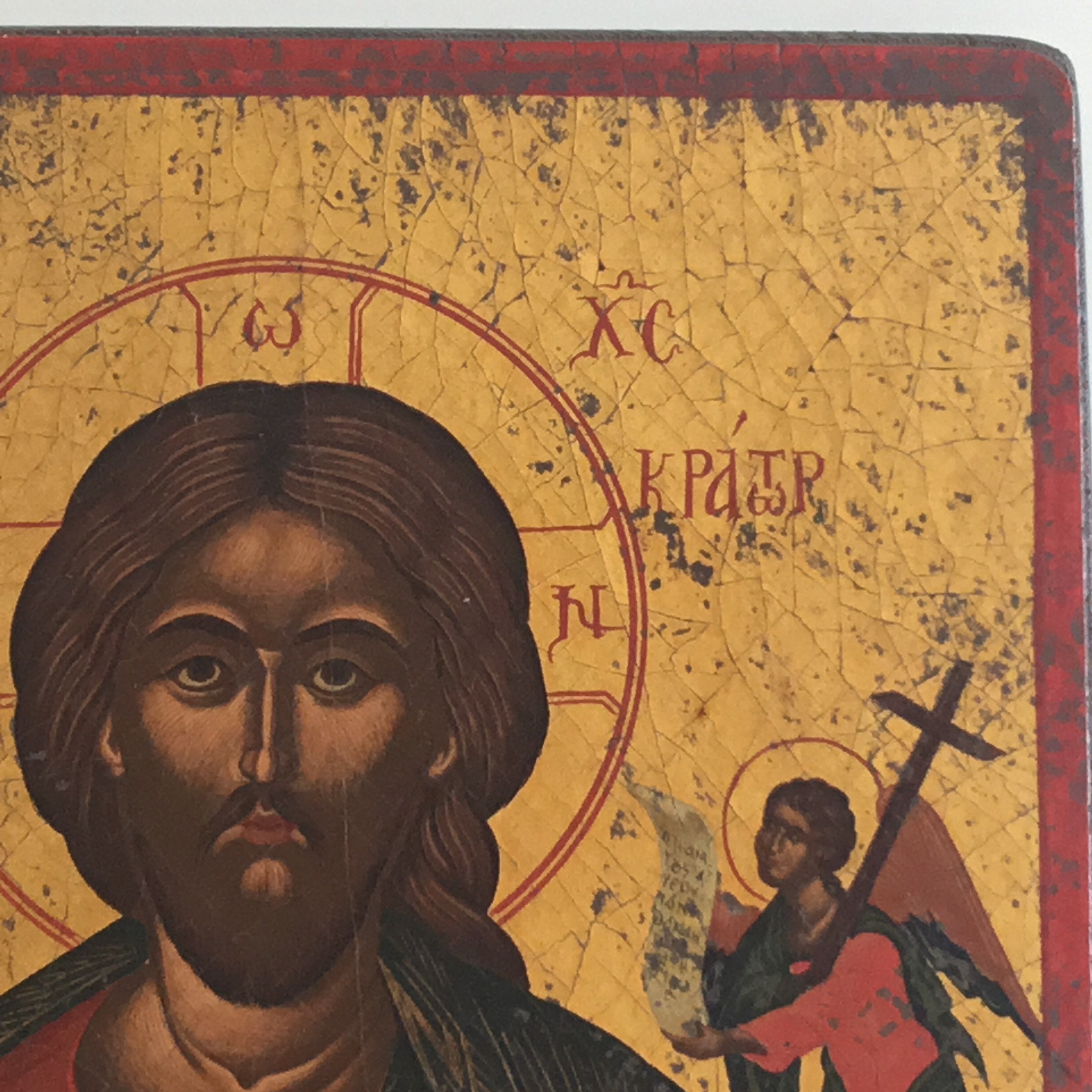 Vintage Orthodox Icon | Christ Pantocrator 1950s Greece, Tempera Gold on Wood — photo 6 of 10