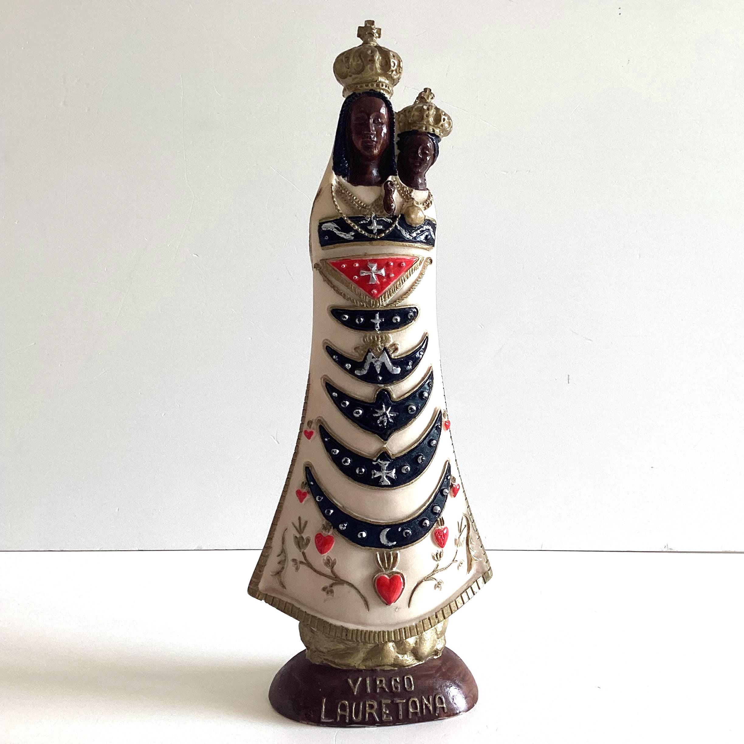 Vintage Madonna | Italian Virgo Lauretana, Hand-Painted Solid Resin Statue — photo 4 of 10